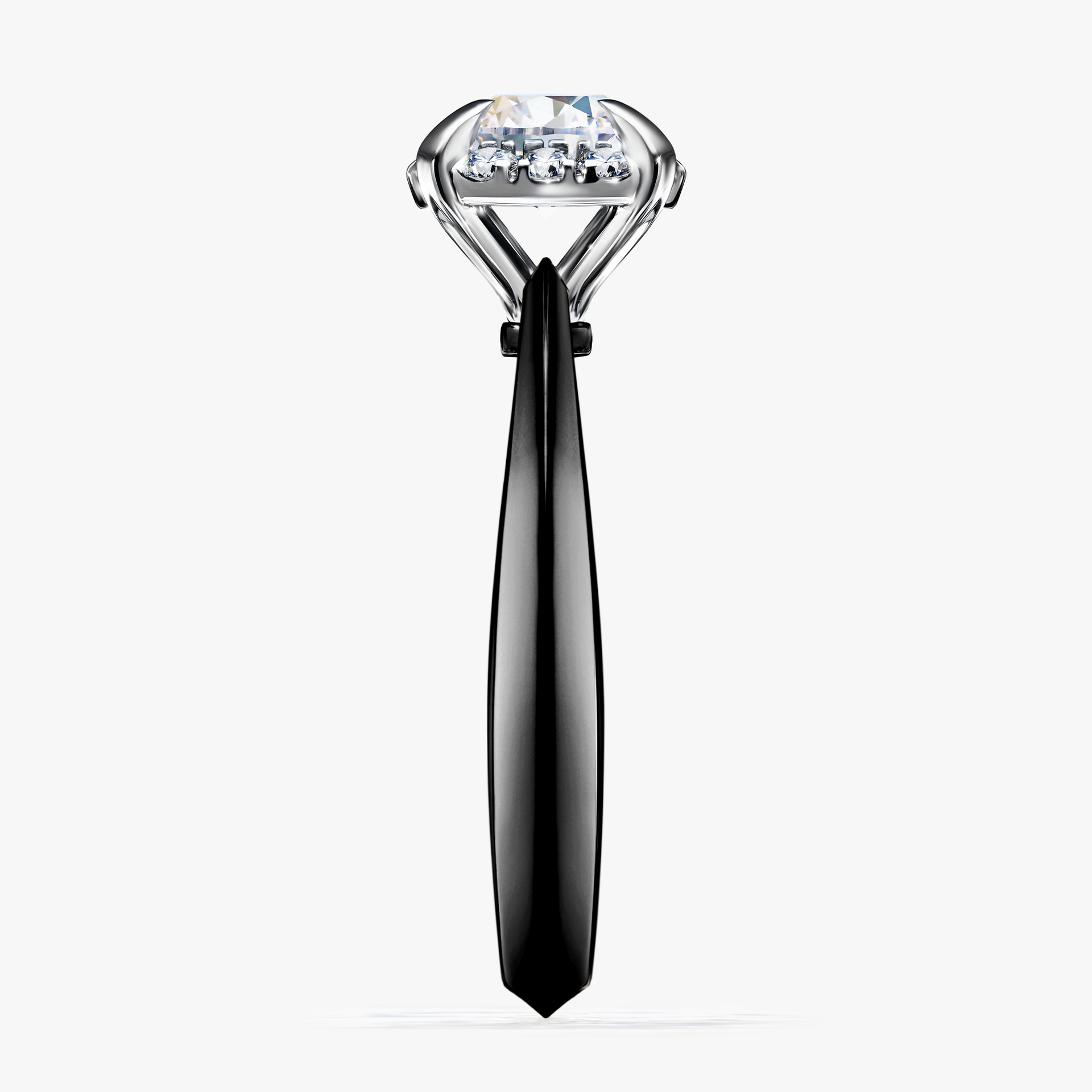 Pierścionek zaręczynowy My Beauty z czarnego złota z szafirem białym 0,98ct