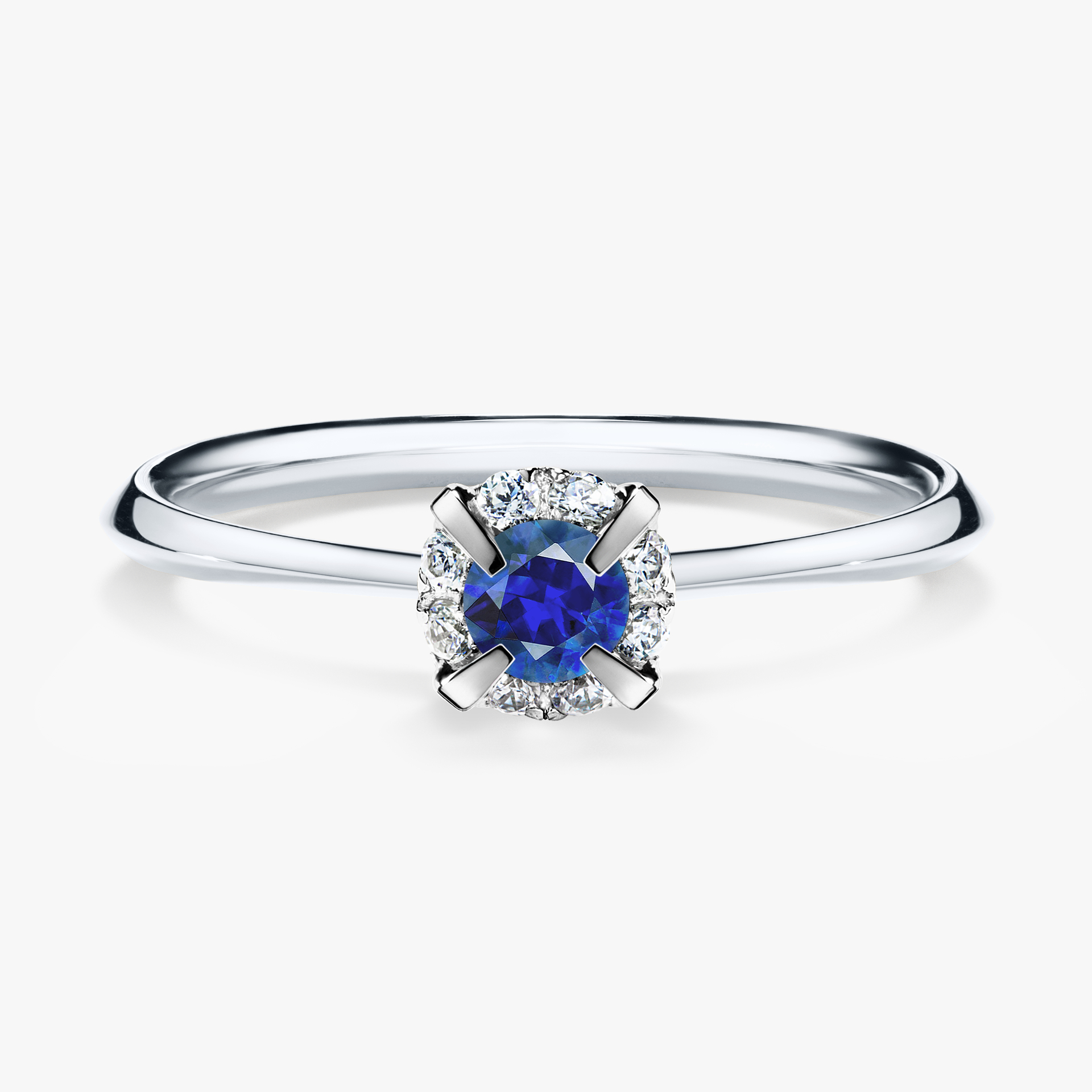 Pierścionek zaręczynowy My Beauty z białego złota z szafirem niebieskim 0,14ct