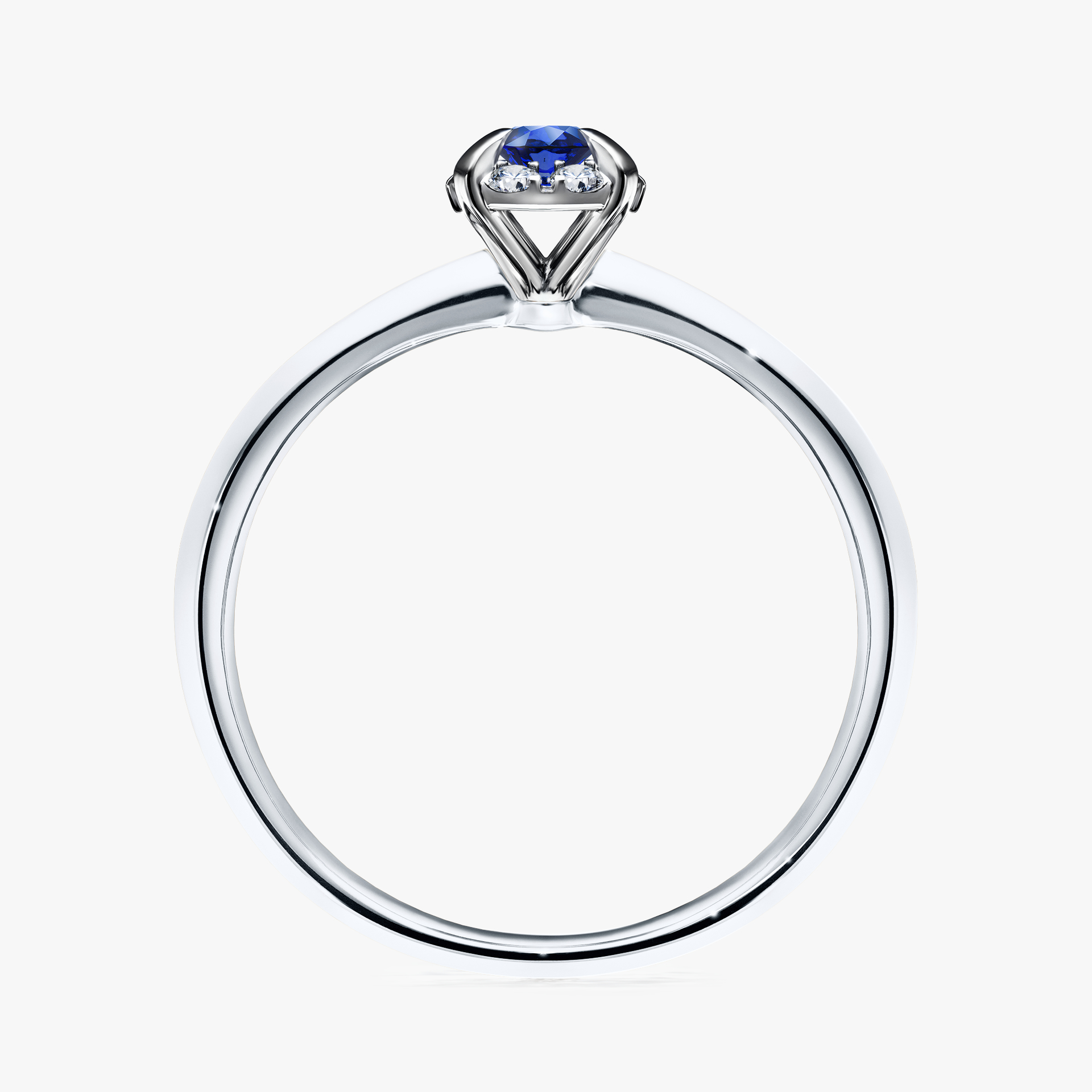 Pierścionek zaręczynowy My Beauty z białego złota z szafirem niebieskim 0,14ct