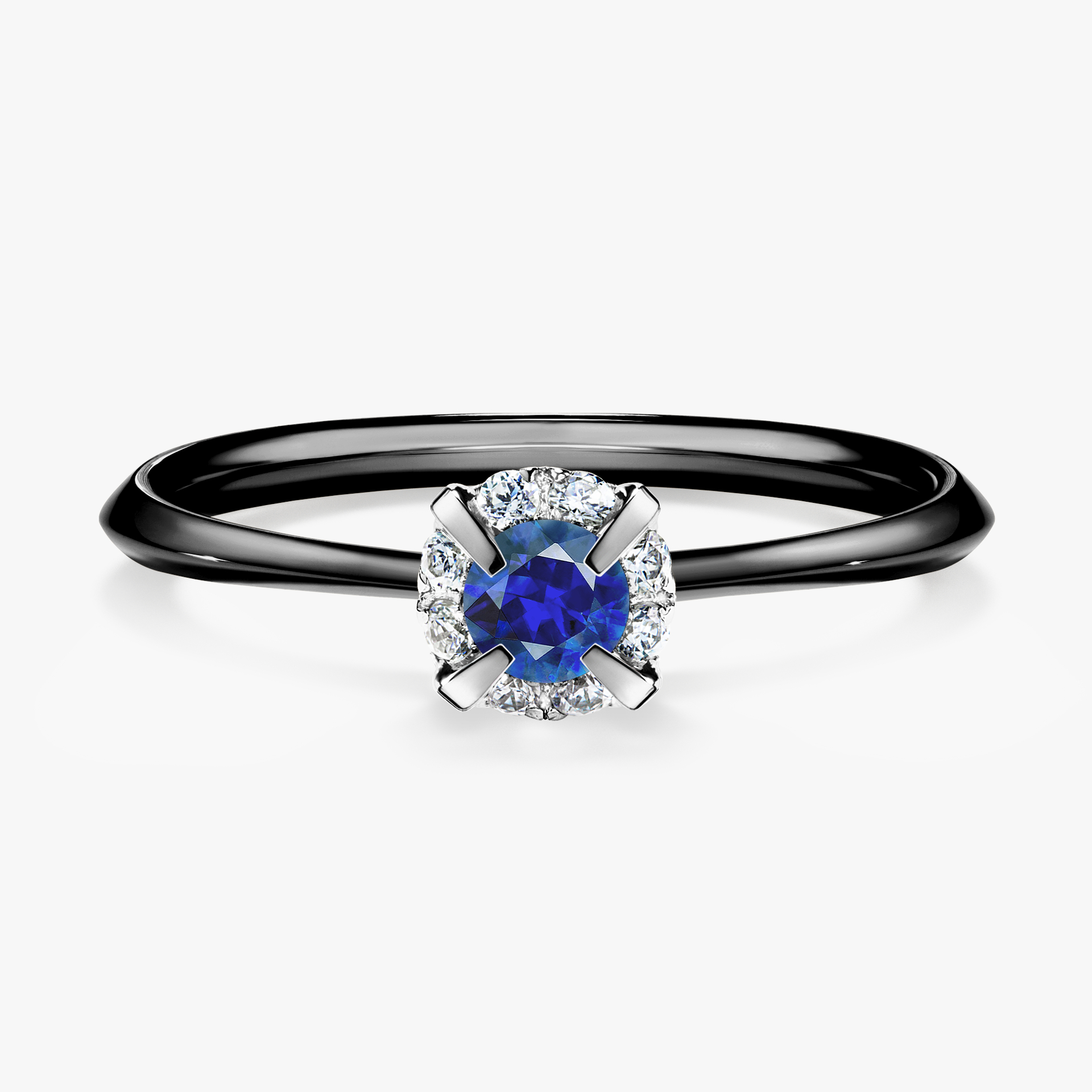 Pierścionek zaręczynowy My Beauty z czarnego złota z szafirem niebieskim 0,14ct