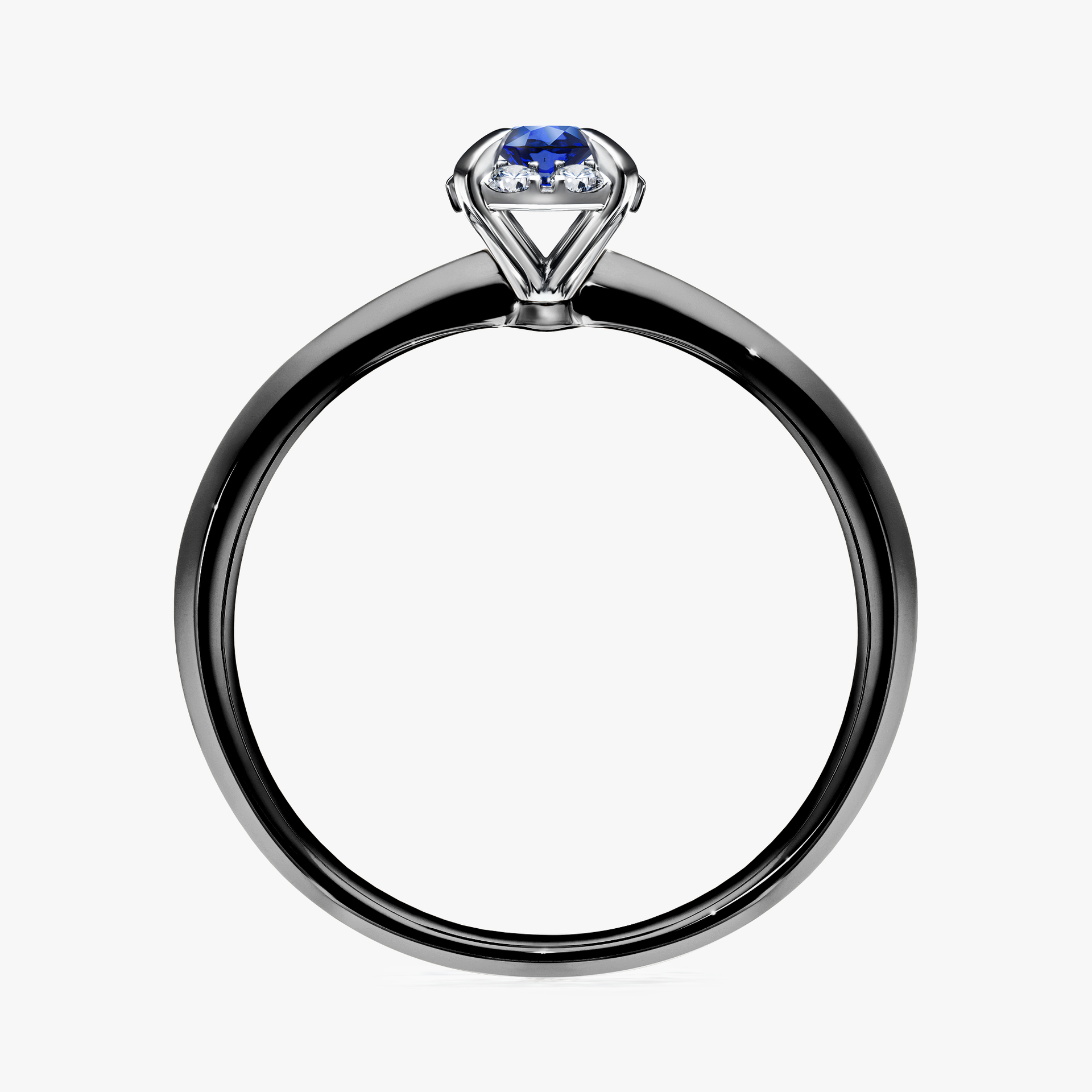 Pierścionek zaręczynowy My Beauty z czarnego złota z szafirem niebieskim 0,14ct