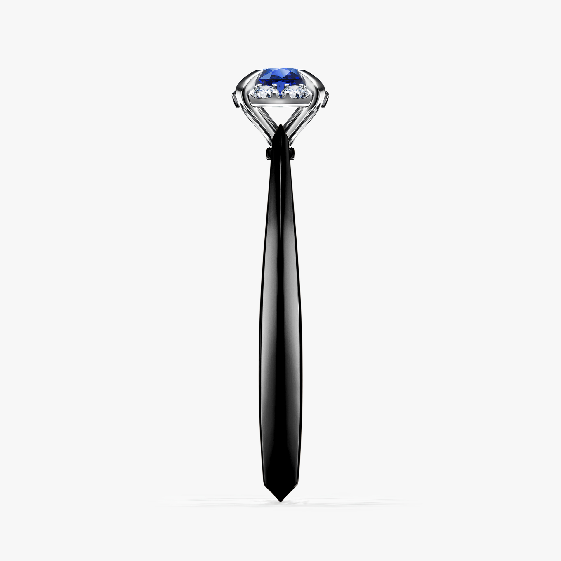 Pierścionek zaręczynowy My Beauty z czarnego złota z szafirem niebieskim 0,14ct