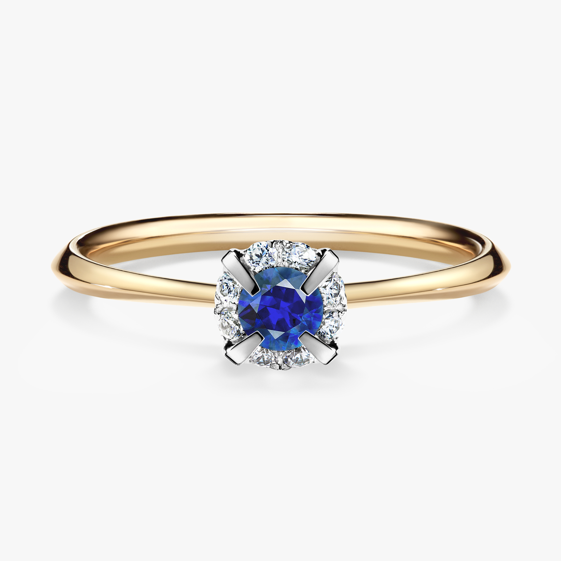 Pierścionek zaręczynowy My Beauty z żółtego złota z szafirem niebieskim 0,14ct