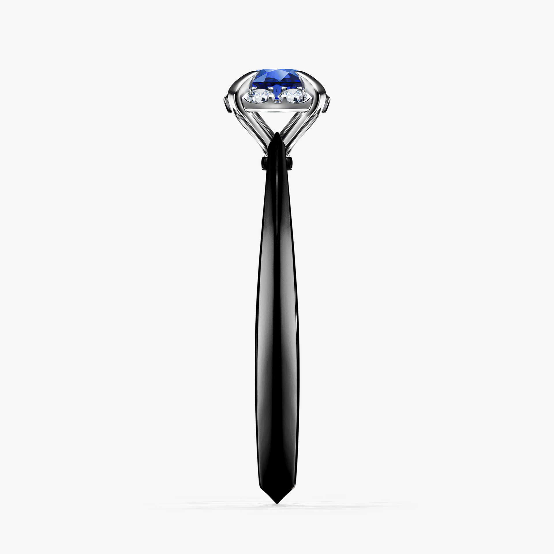 Pierścionek zaręczynowy My Beauty z czarnego złota z szafirem niebieskim 0,33ct