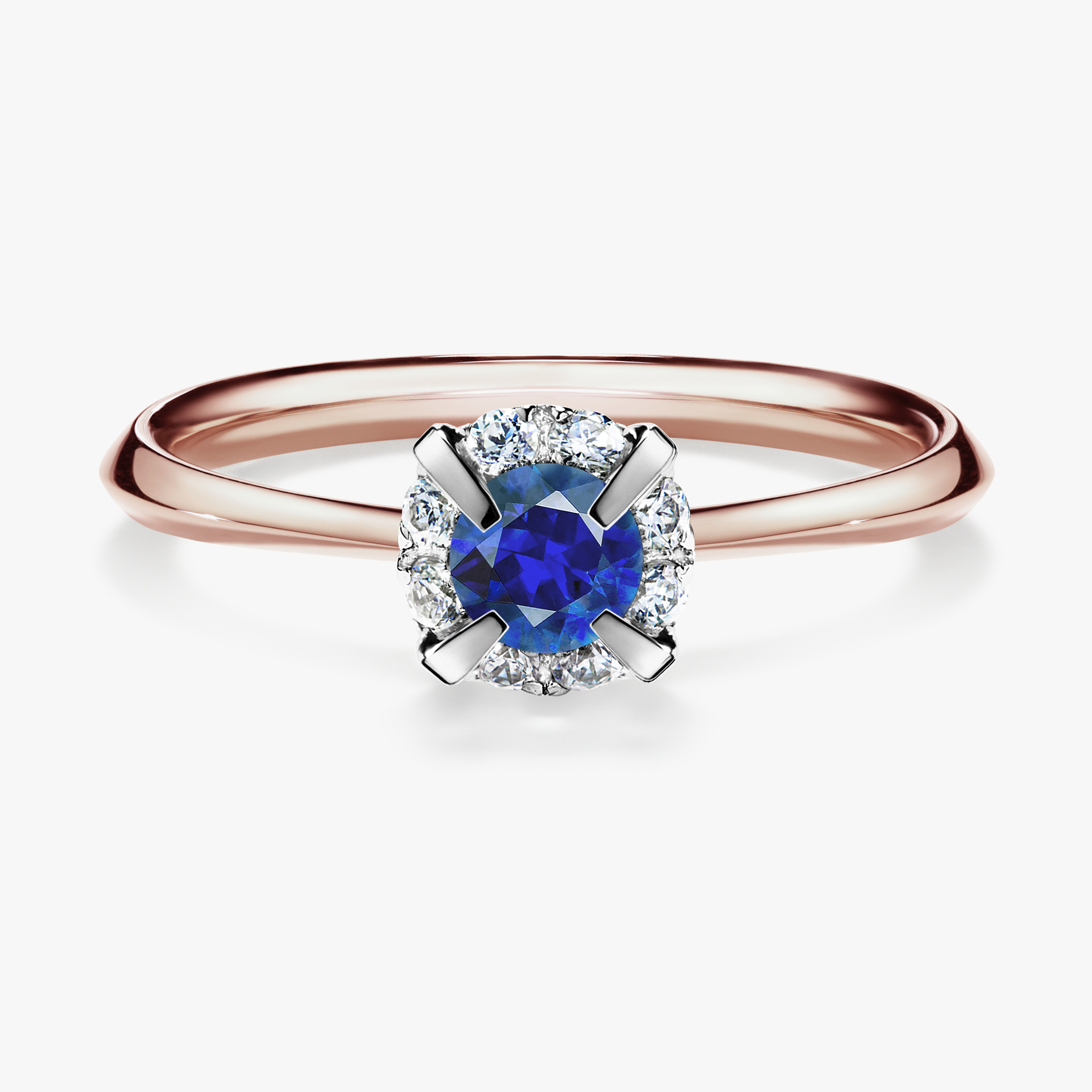 Pierścionek zaręczynowy My Beauty z różowego złota z szafirem niebieskim 0,33ct