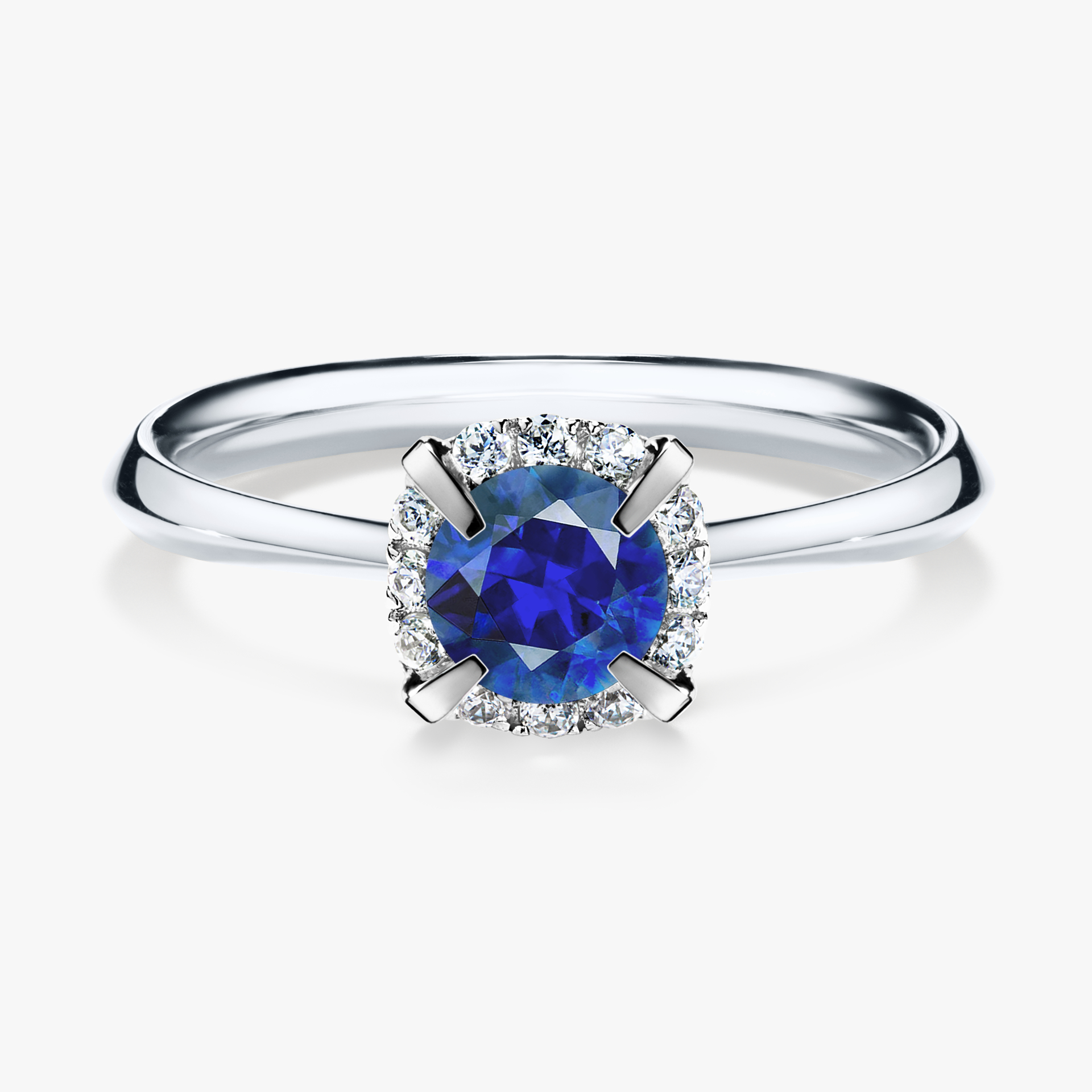 Pierścionek zaręczynowy My Beauty z białego złota z szafirem niebieskim 0,62ct