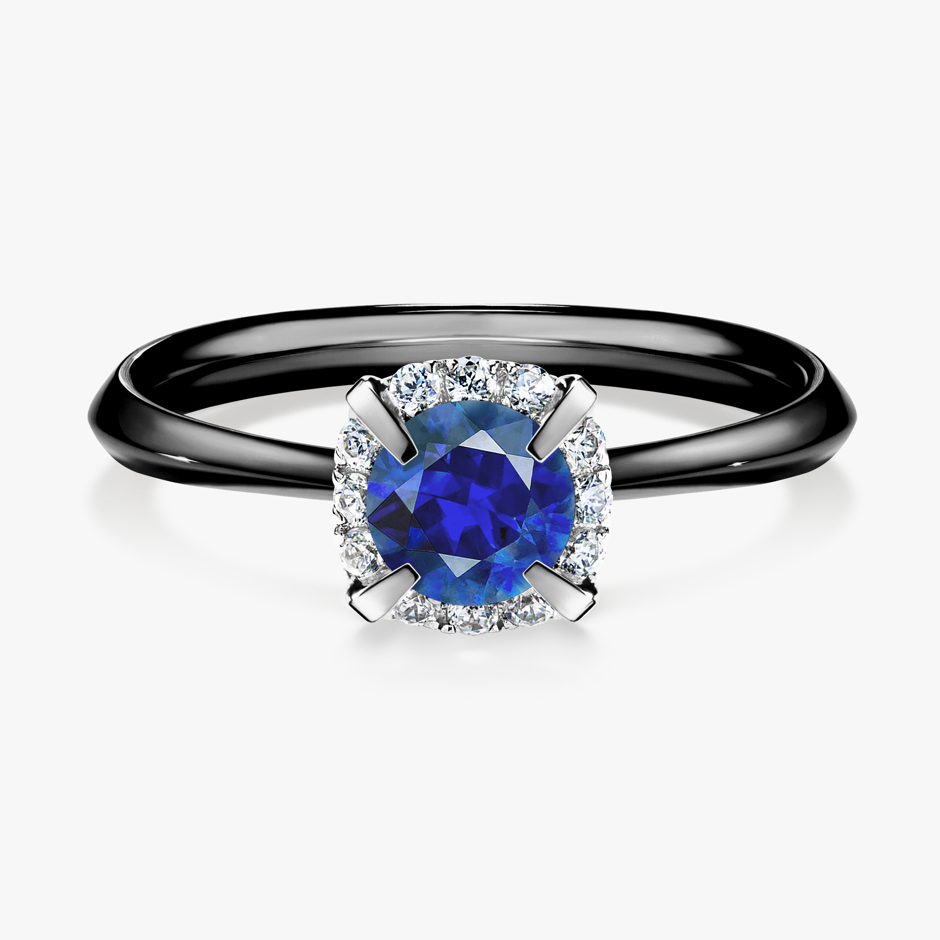 Pierścionek zaręczynowy My Beauty z czarnego złota z szafirem niebieskim 0,62ct