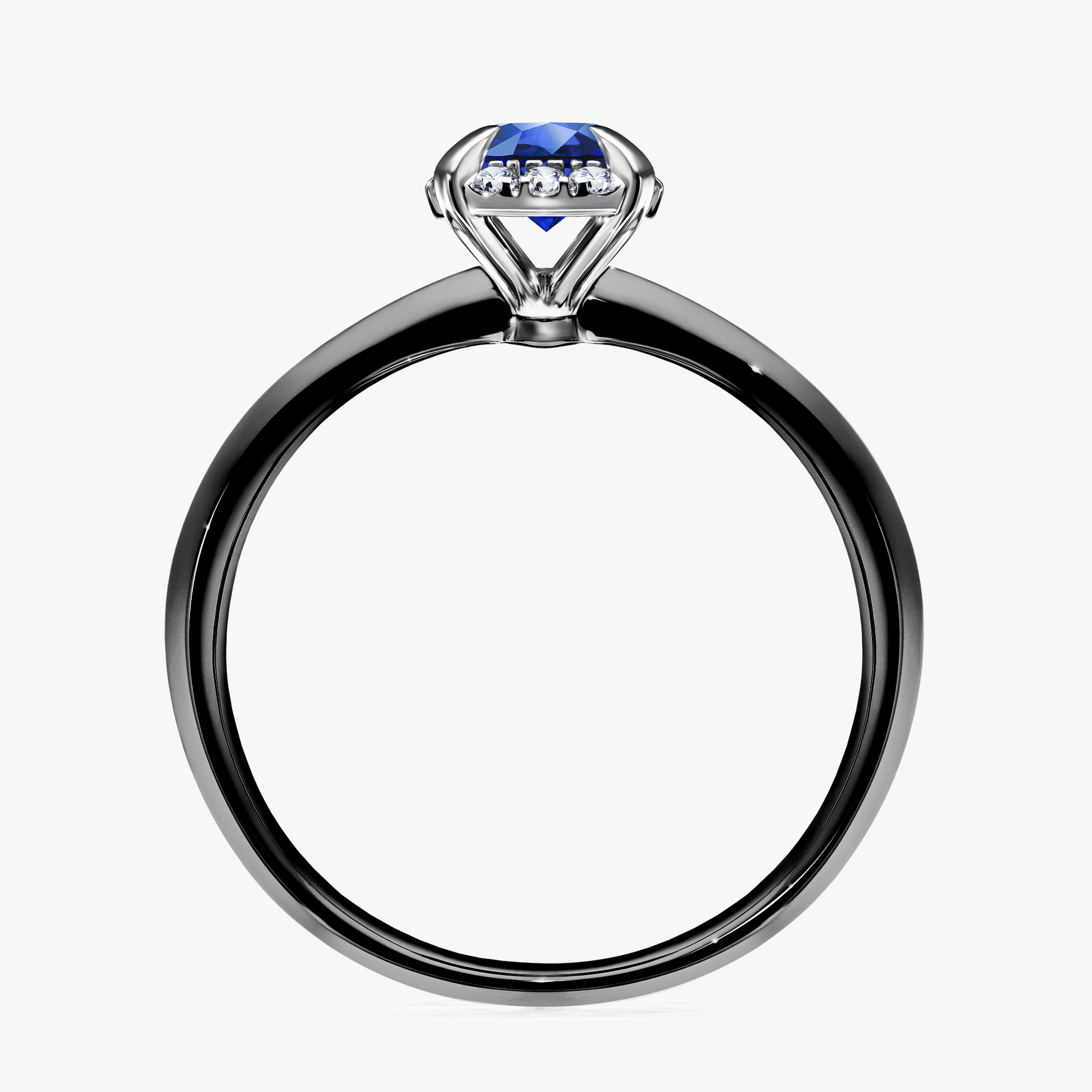 Pierścionek zaręczynowy My Beauty z czarnego złota z szafirem niebieskim 0,62ct