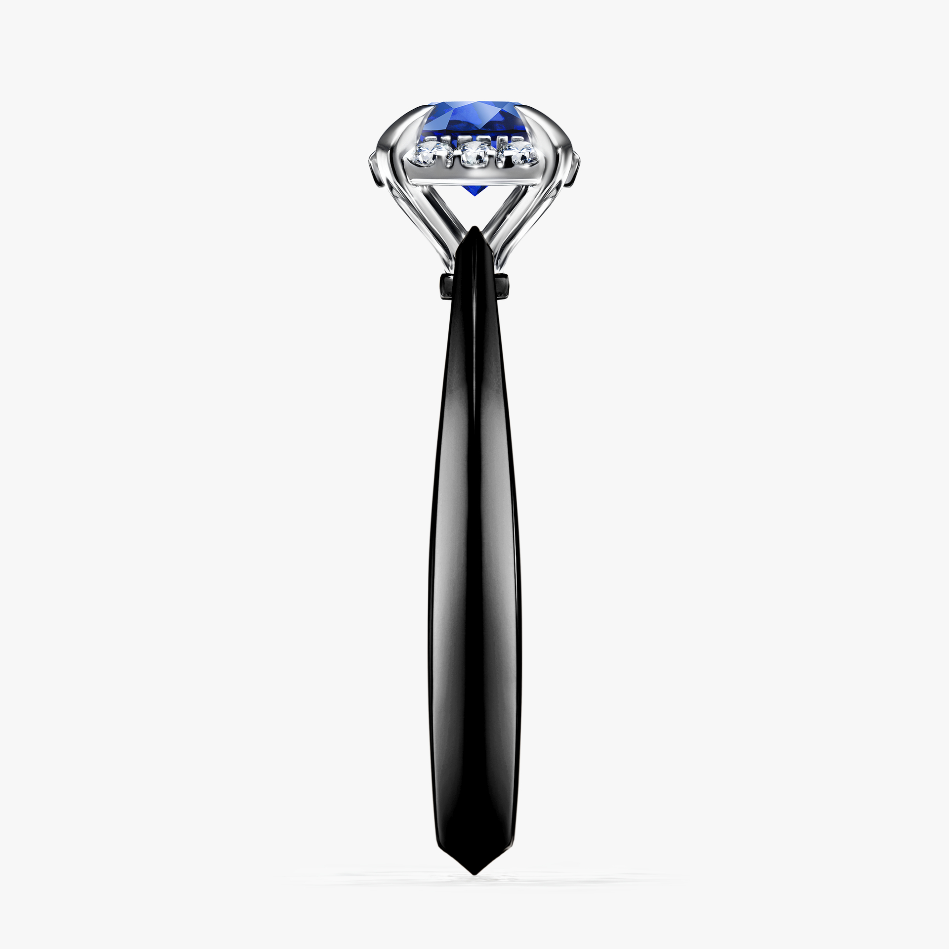 Pierścionek zaręczynowy My Beauty z czarnego złota z szafirem niebieskim 0,62ct