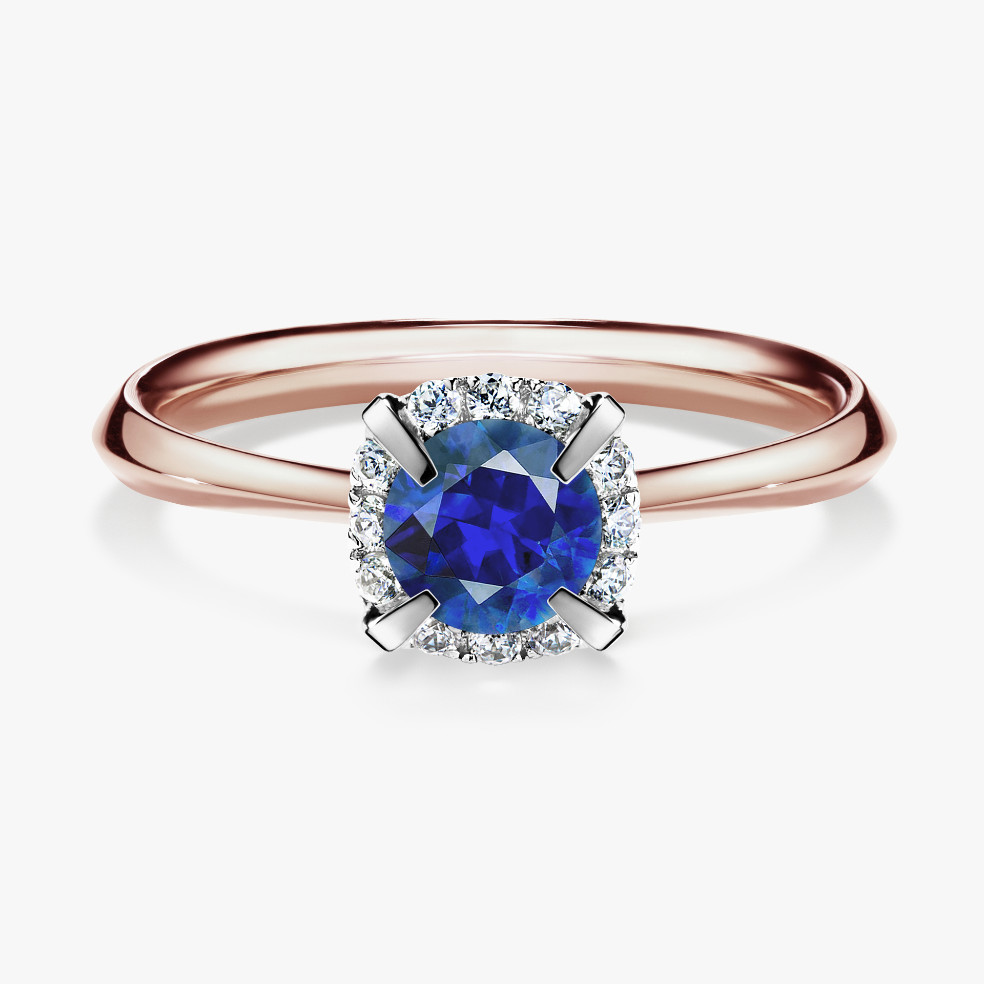 Pierścionek zaręczynowy My Beauty z różowego złota z szafirem niebieskim 0,62ct