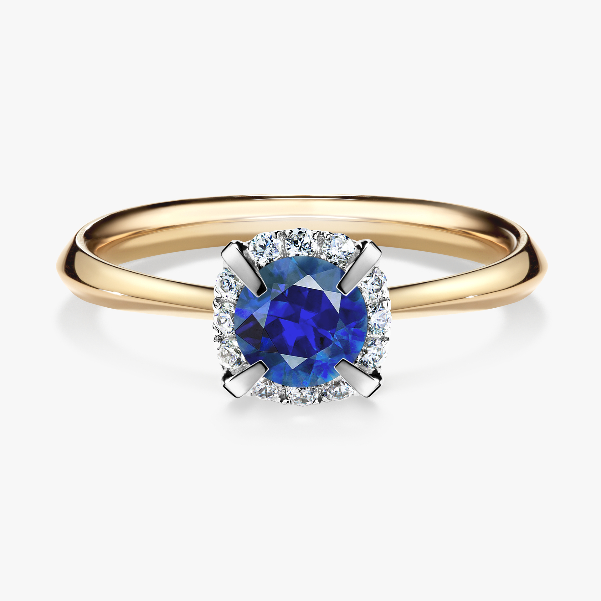 Pierścionek zaręczynowy My Beauty z żółtego złota z szafirem niebieskim 0,62ct