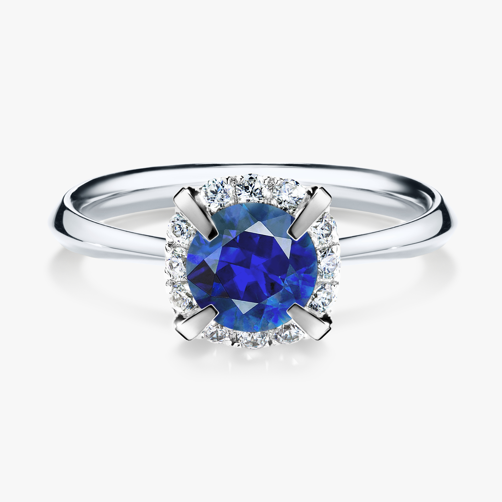 Pierścionek zaręczynowy My Beauty z białego złota z szafirem niebieskim 0,98ct