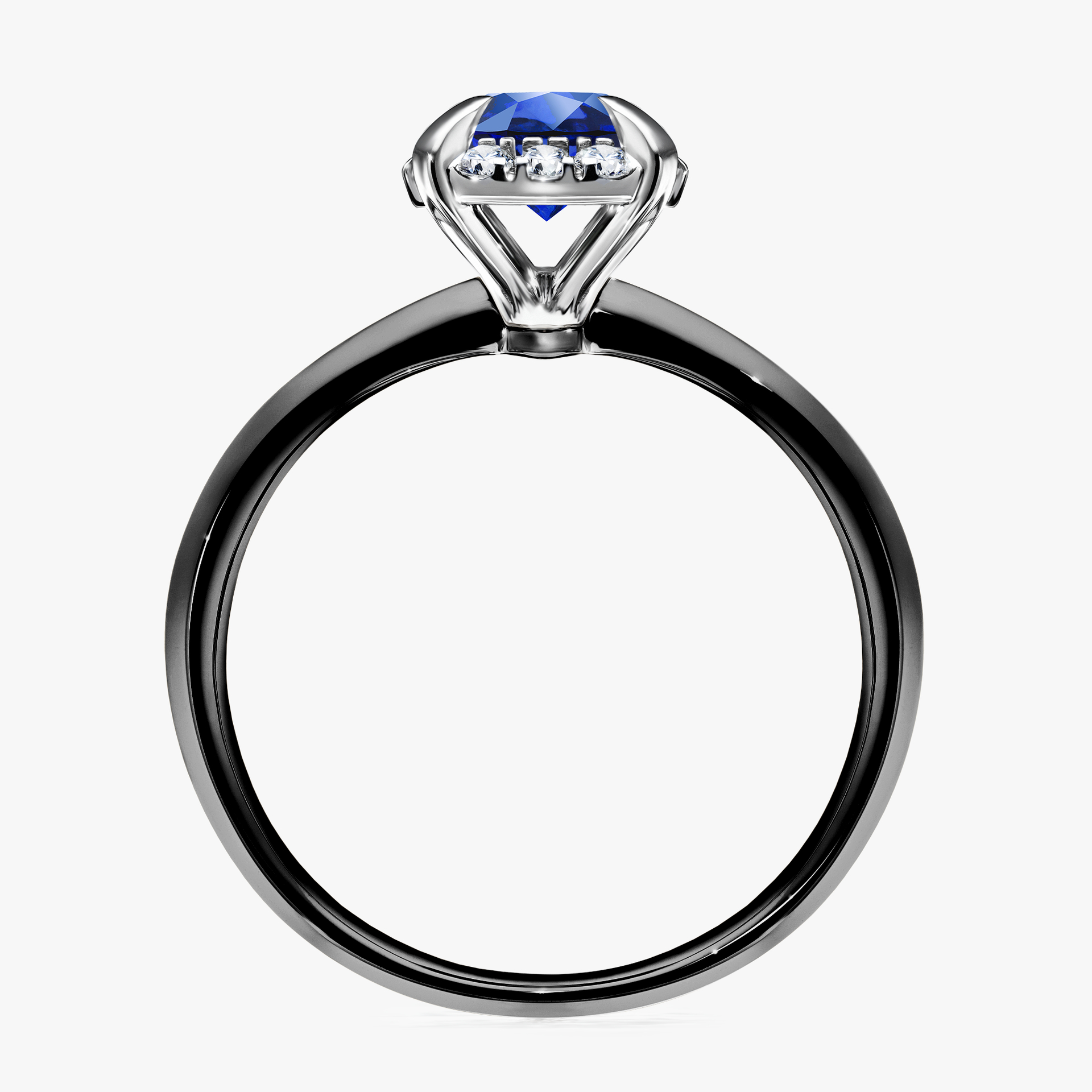 Pierścionek zaręczynowy My Beauty z czarnego złota z szafirem niebieskim 0,98ct