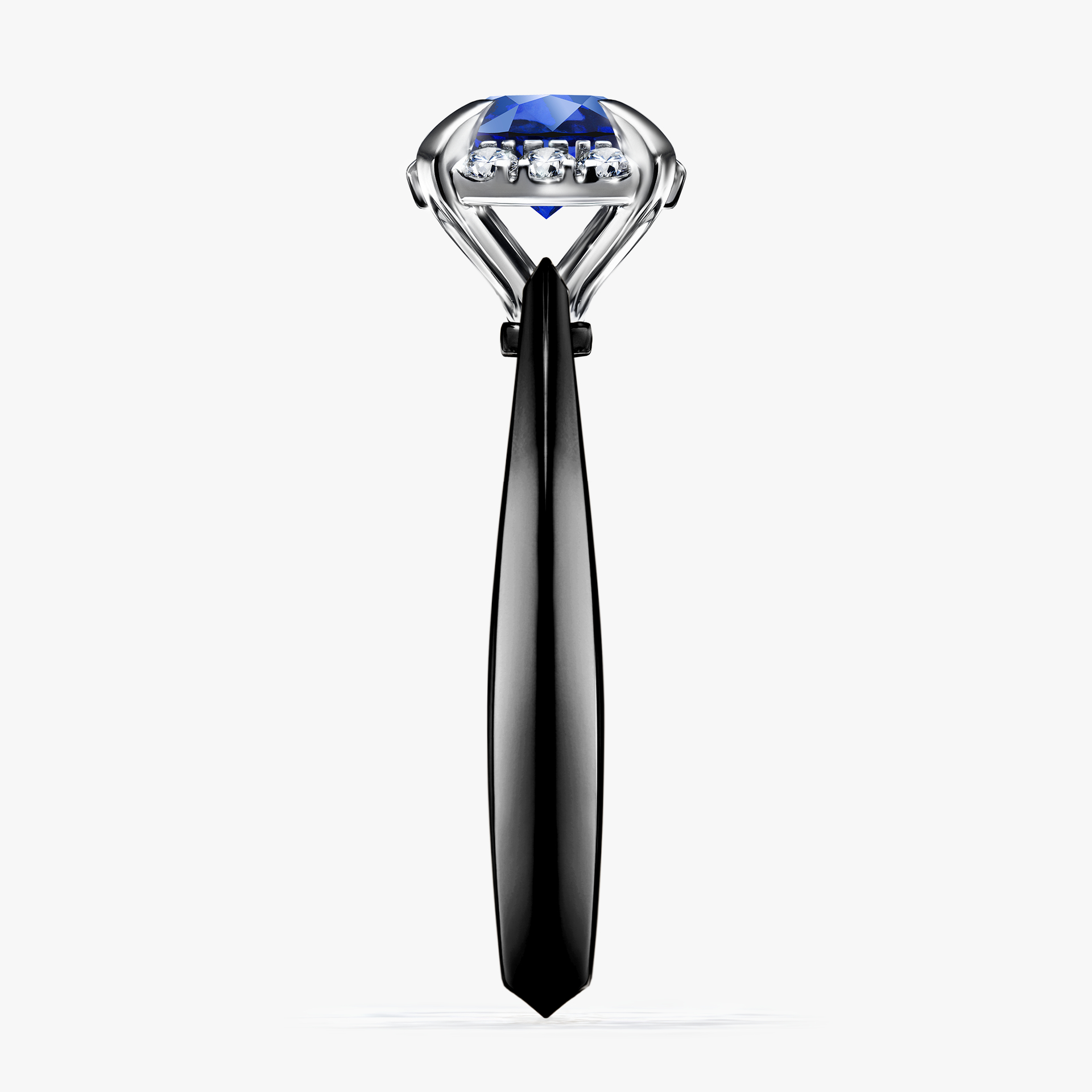 Pierścionek zaręczynowy My Beauty z czarnego złota z szafirem niebieskim 0,98ct