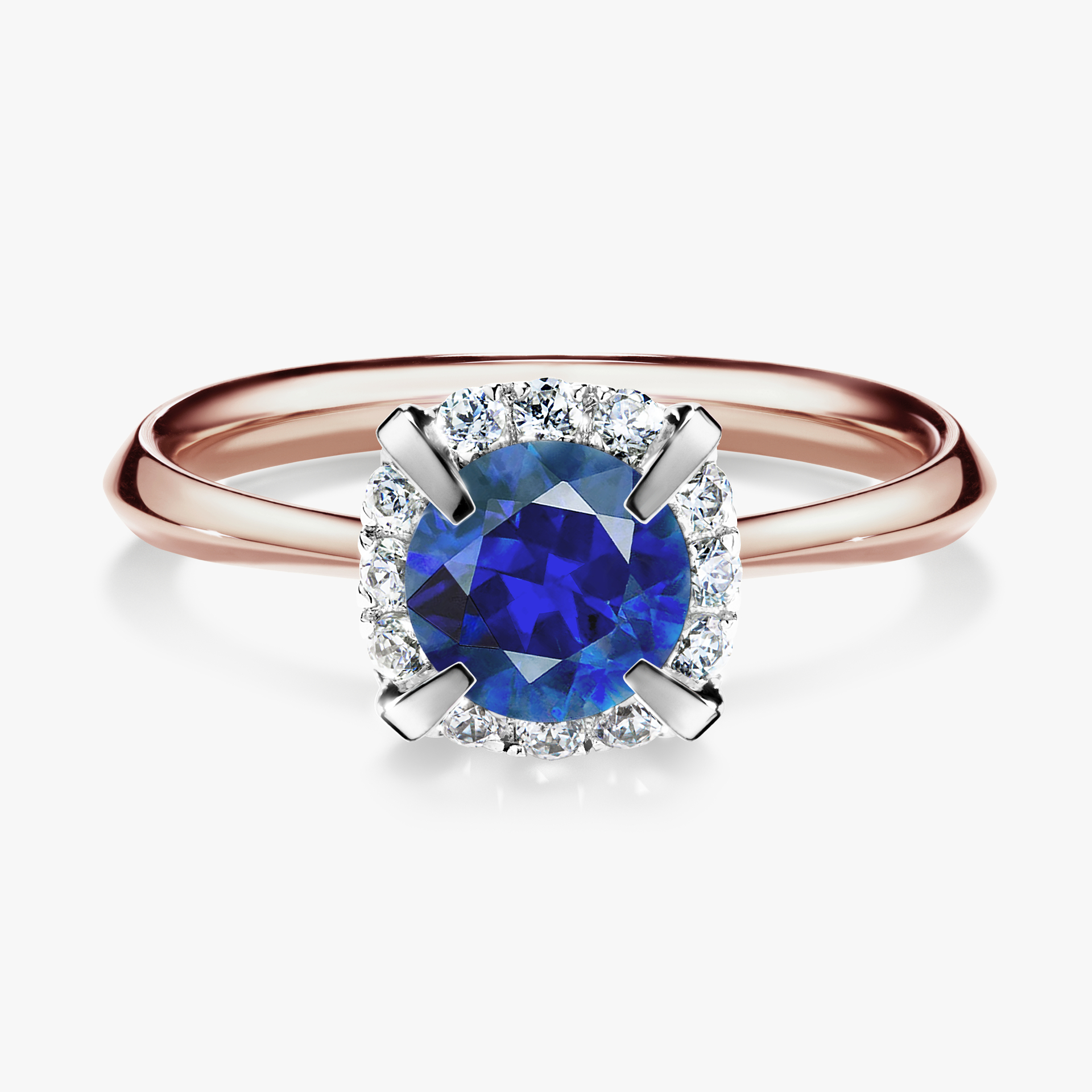 Pierścionek zaręczynowy My Beauty z różowego złota z szafirem niebieskim 0,98ct