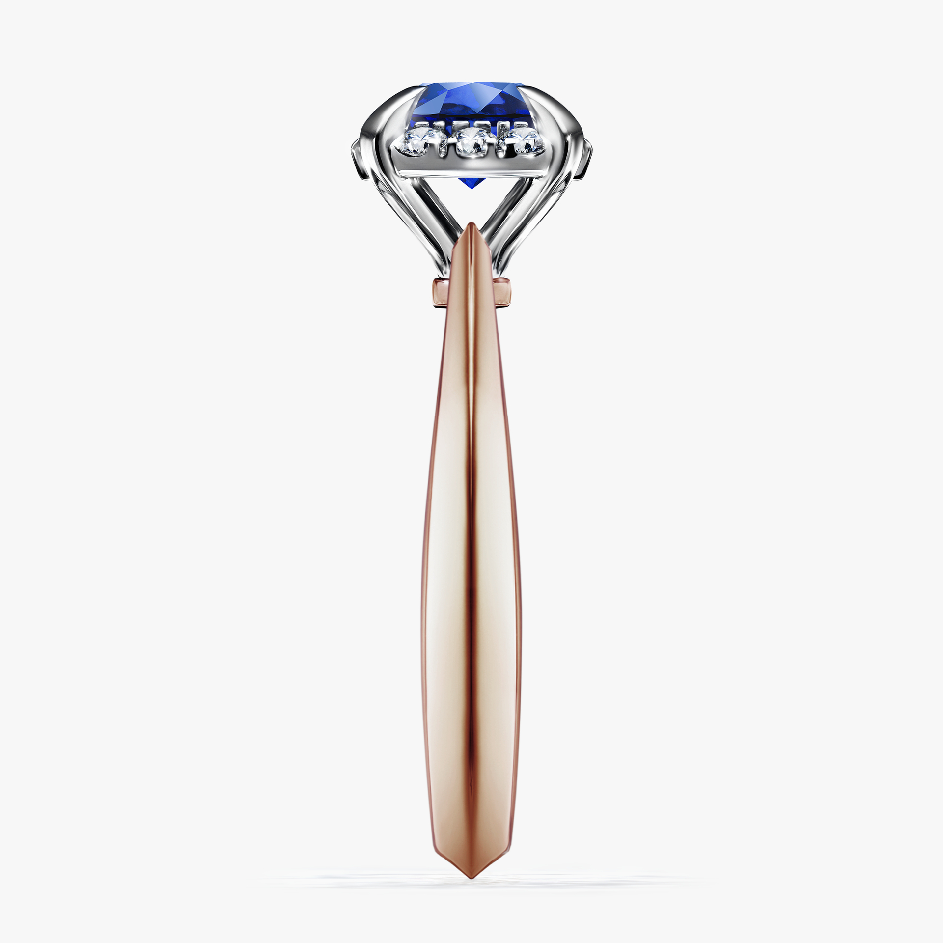 Pierścionek zaręczynowy My Beauty z różowego złota z szafirem niebieskim 0,98ct