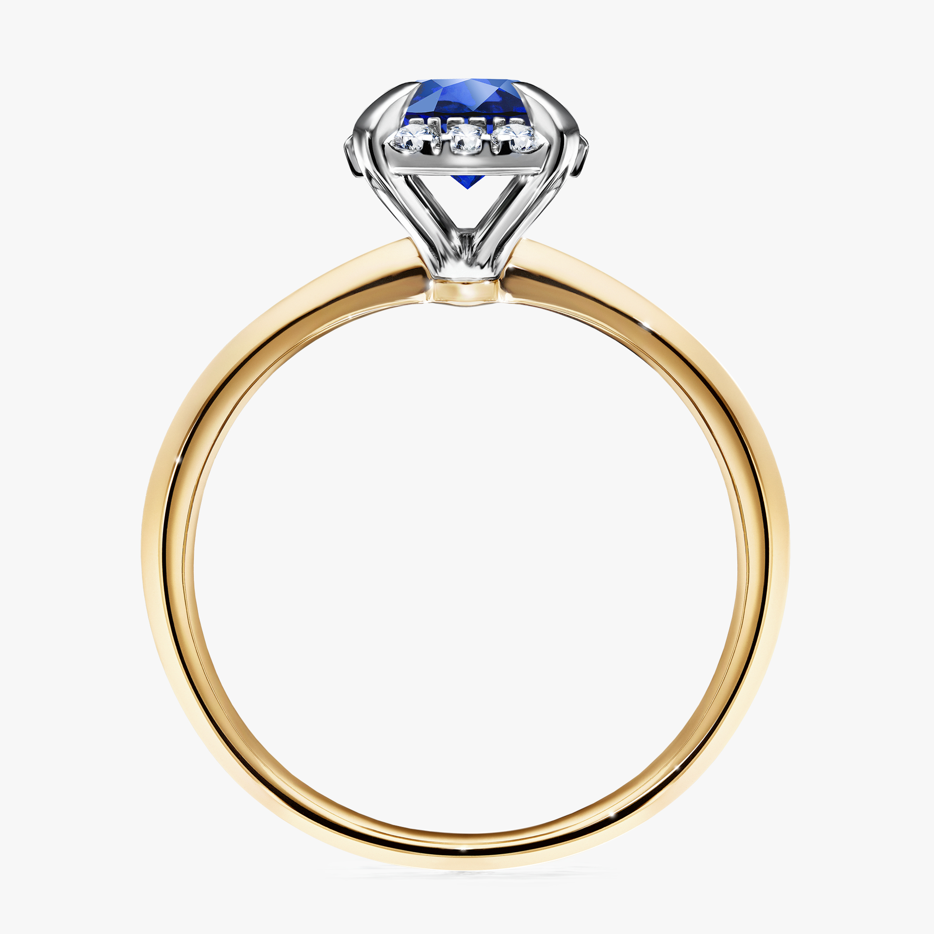 Pierścionek zaręczynowy My Beauty z żółtego złota z szafirem niebieskim 0,98ct