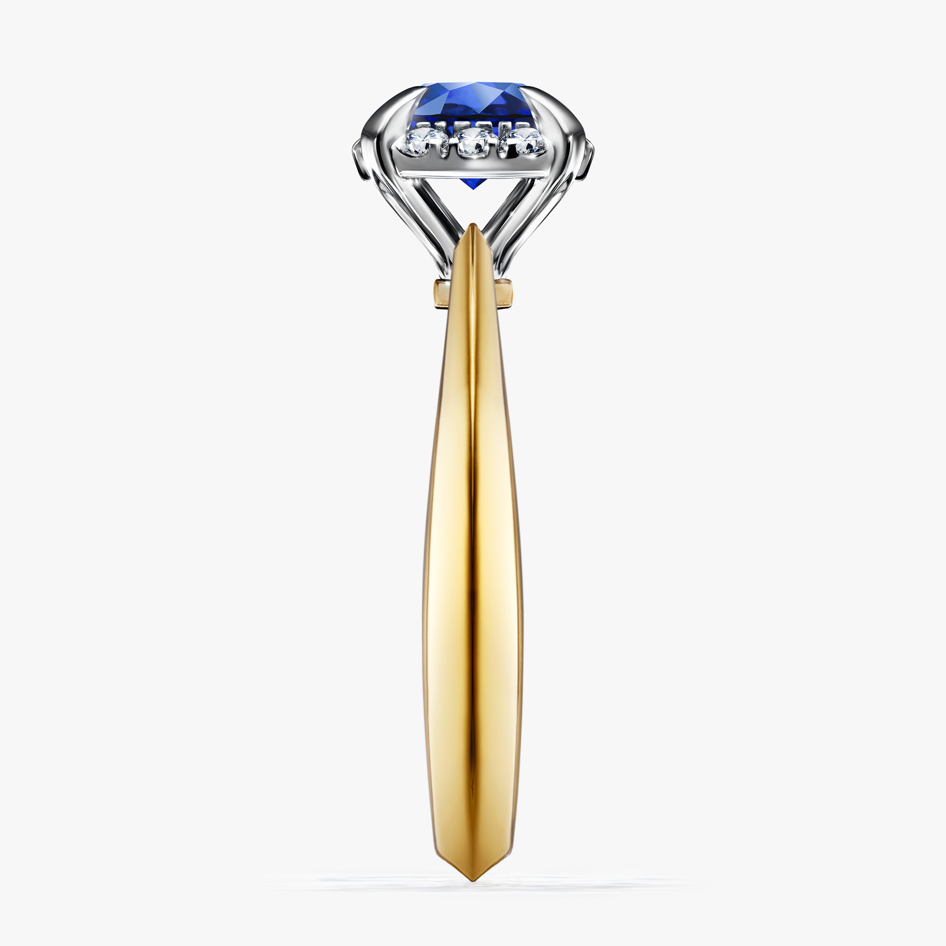 Pierścionek zaręczynowy My Beauty z żółtego złota z szafirem niebieskim 0,98ct