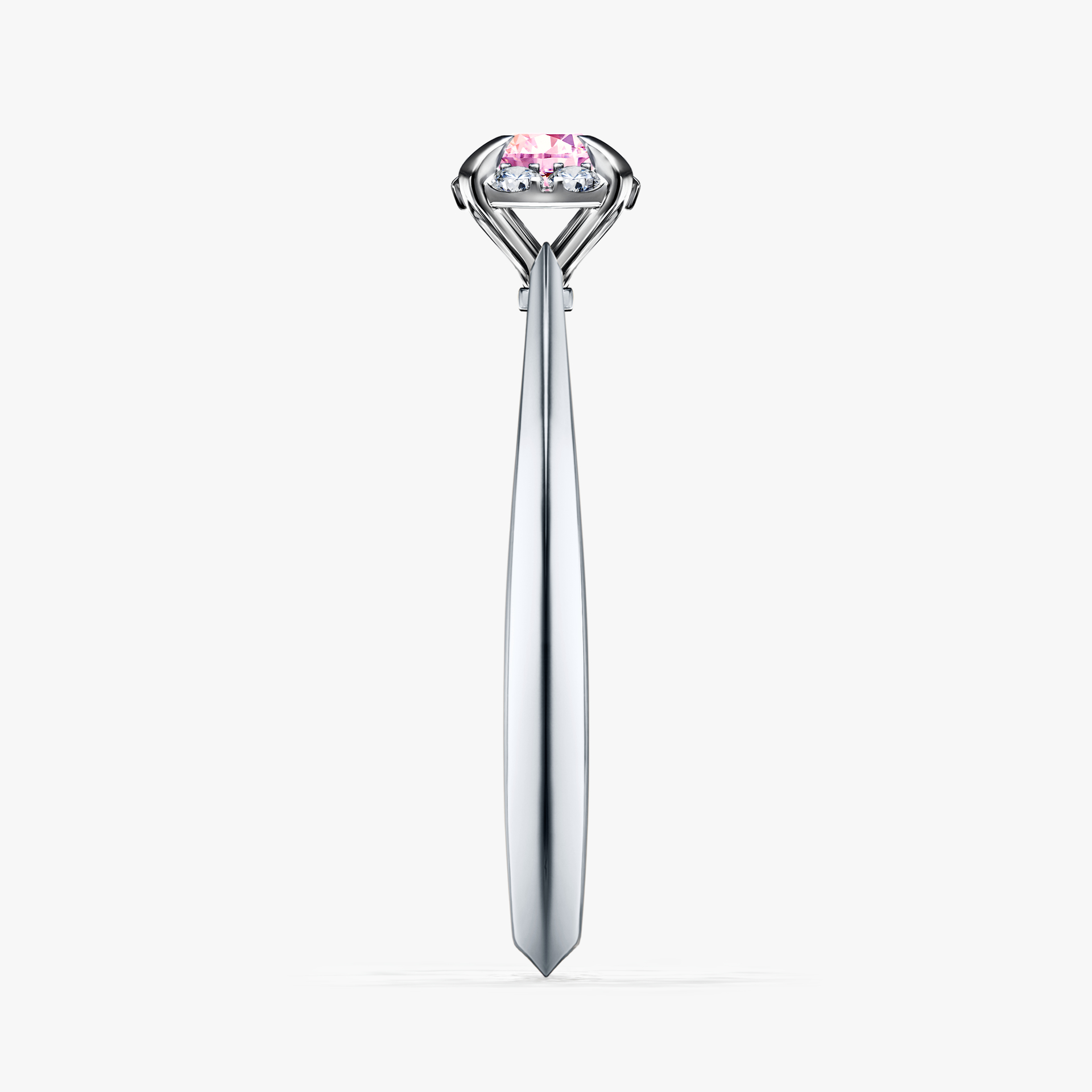 Pierścionek zaręczynowy My Beauty z białego złota z szafirem różowym 0,14ct