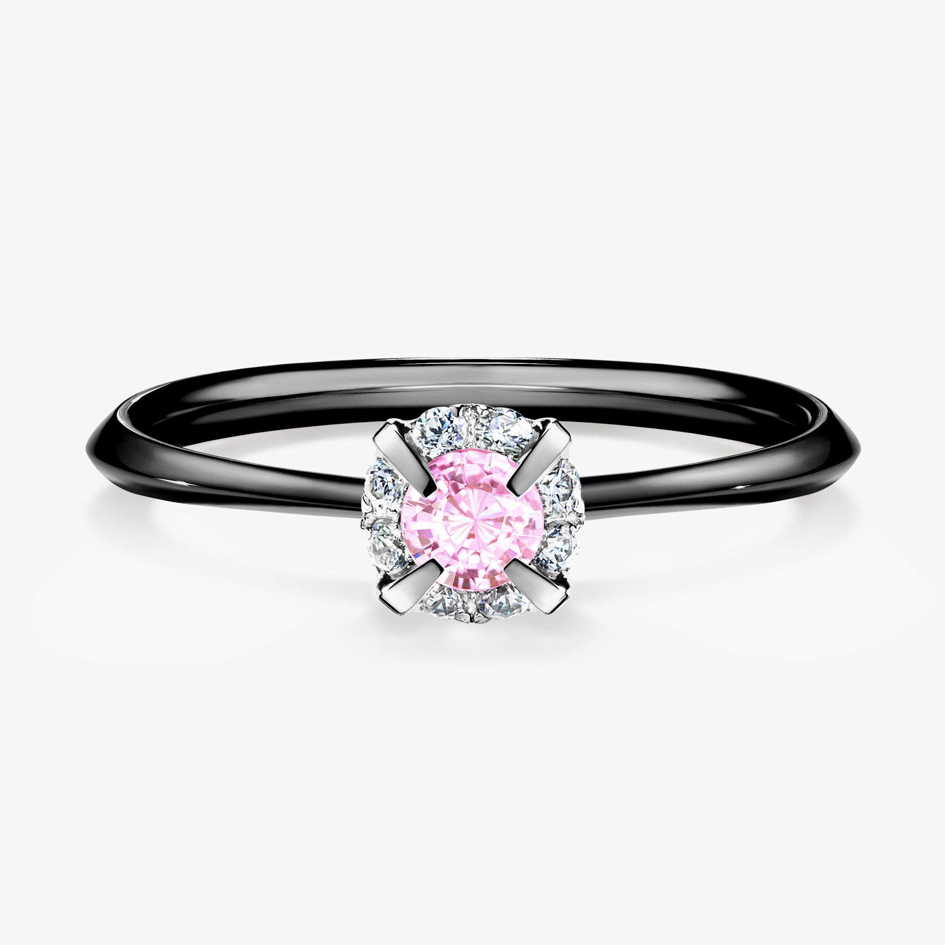 Pierścionek zaręczynowy My Beauty z czarnego złota z szafirem różowym 0,14ct