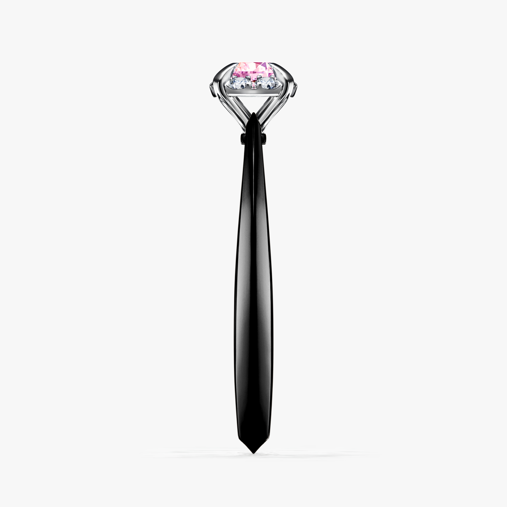 Pierścionek zaręczynowy My Beauty z czarnego złota z szafirem różowym 0,14ct