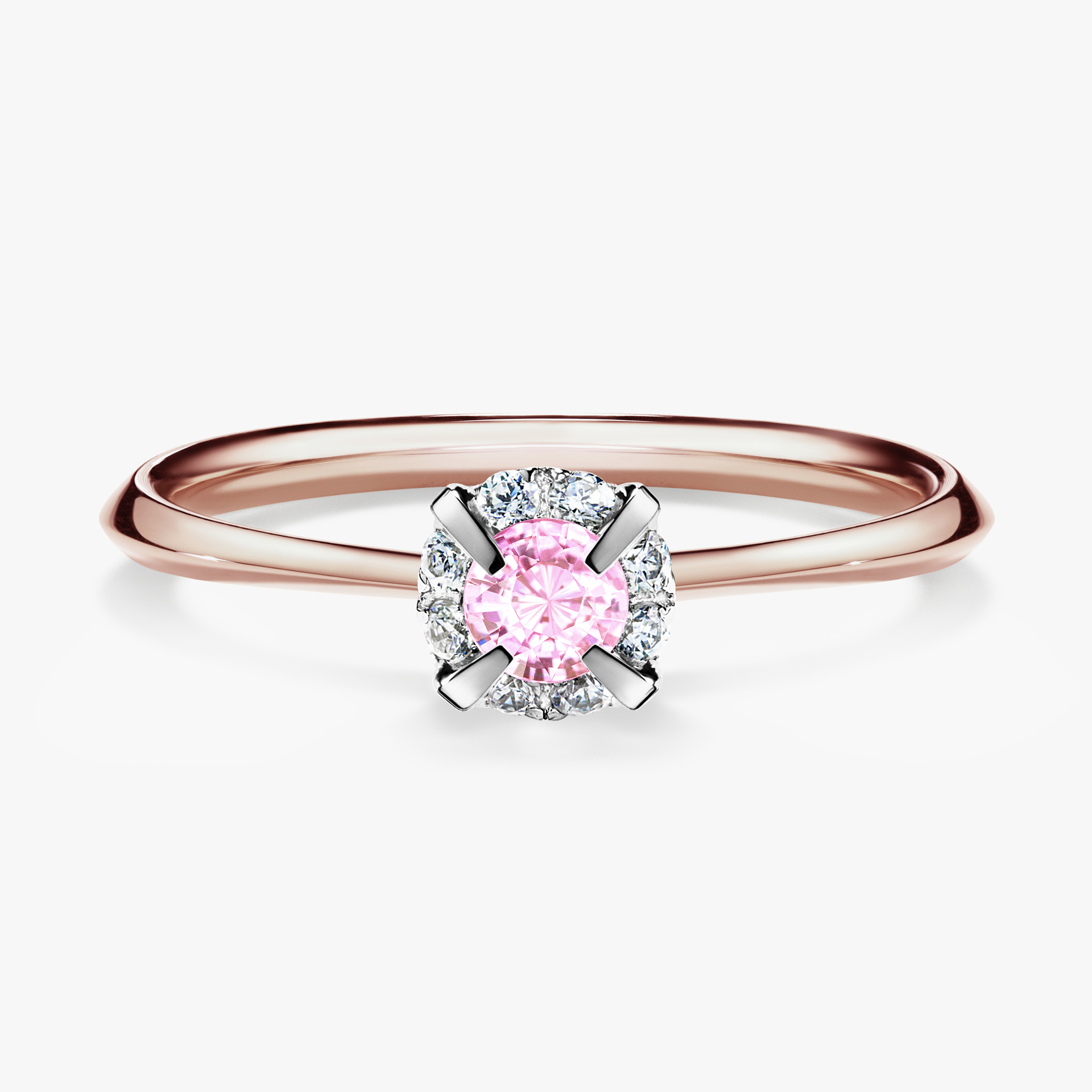 Pierścionek zaręczynowy My Beauty z różowego złota z szafirem różowym 0,14ct