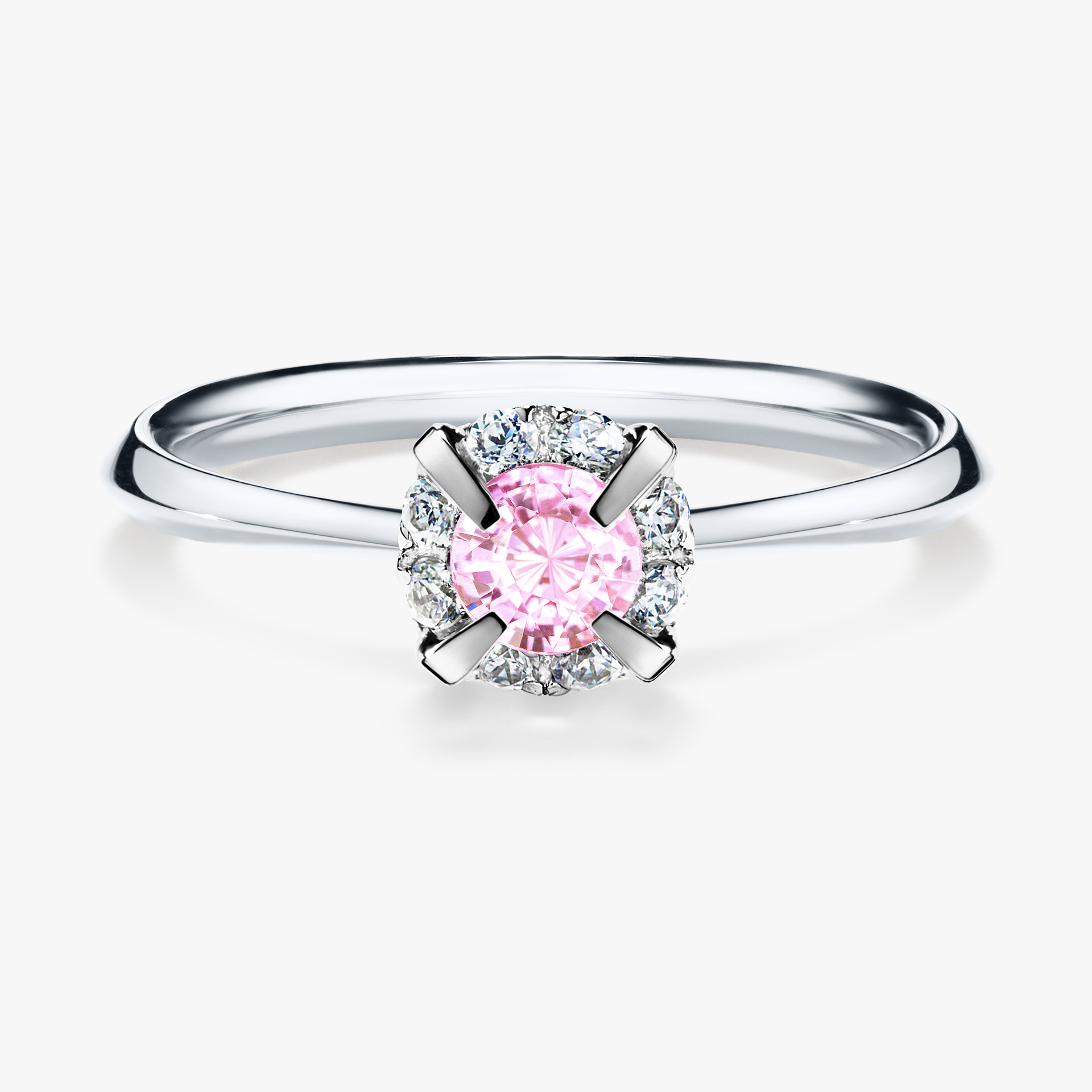 Pierścionek zaręczynowy My Beauty z białego złota z szafirem różowym 0,33ct