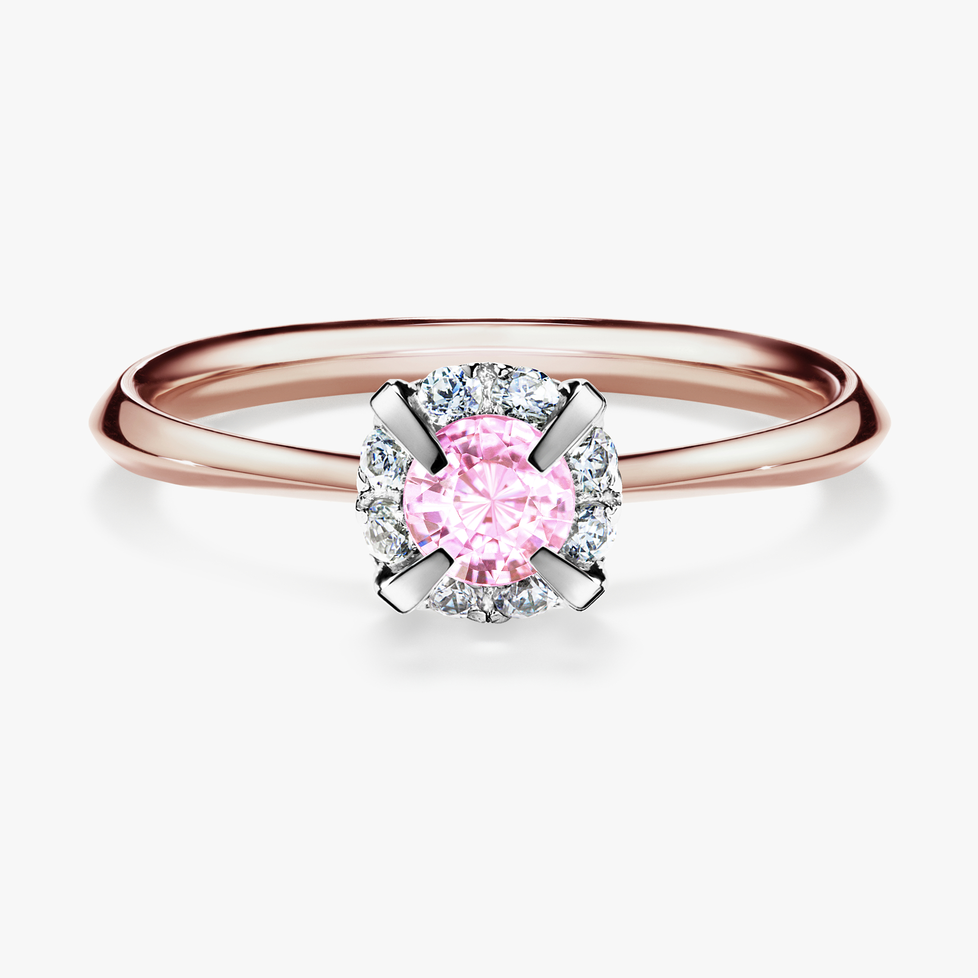 Pierścionek zaręczynowy My Beauty z różowego złota z szafirem różowym 0,33ct
