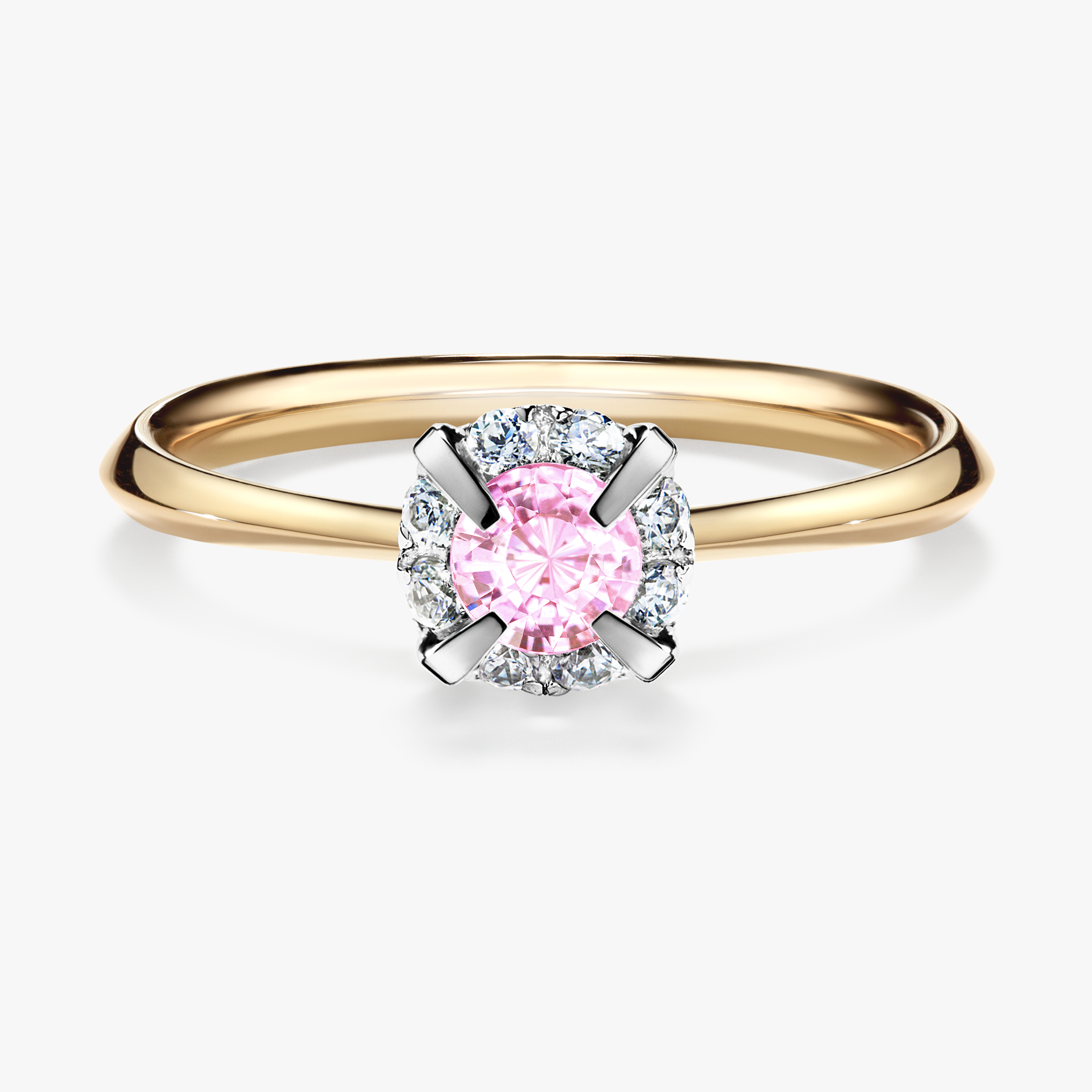 Pierścionek zaręczynowy My Beauty z żółtego złota z szafirem różowym 0,33ct