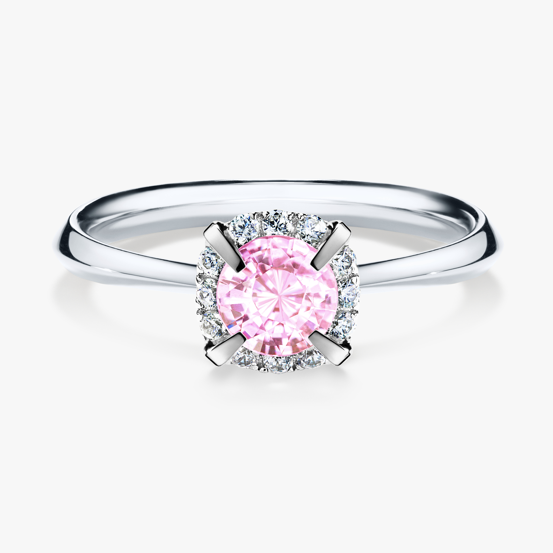 Pierścionek zaręczynowy My Beauty z białego złota z szafirem różowym 0,62ct