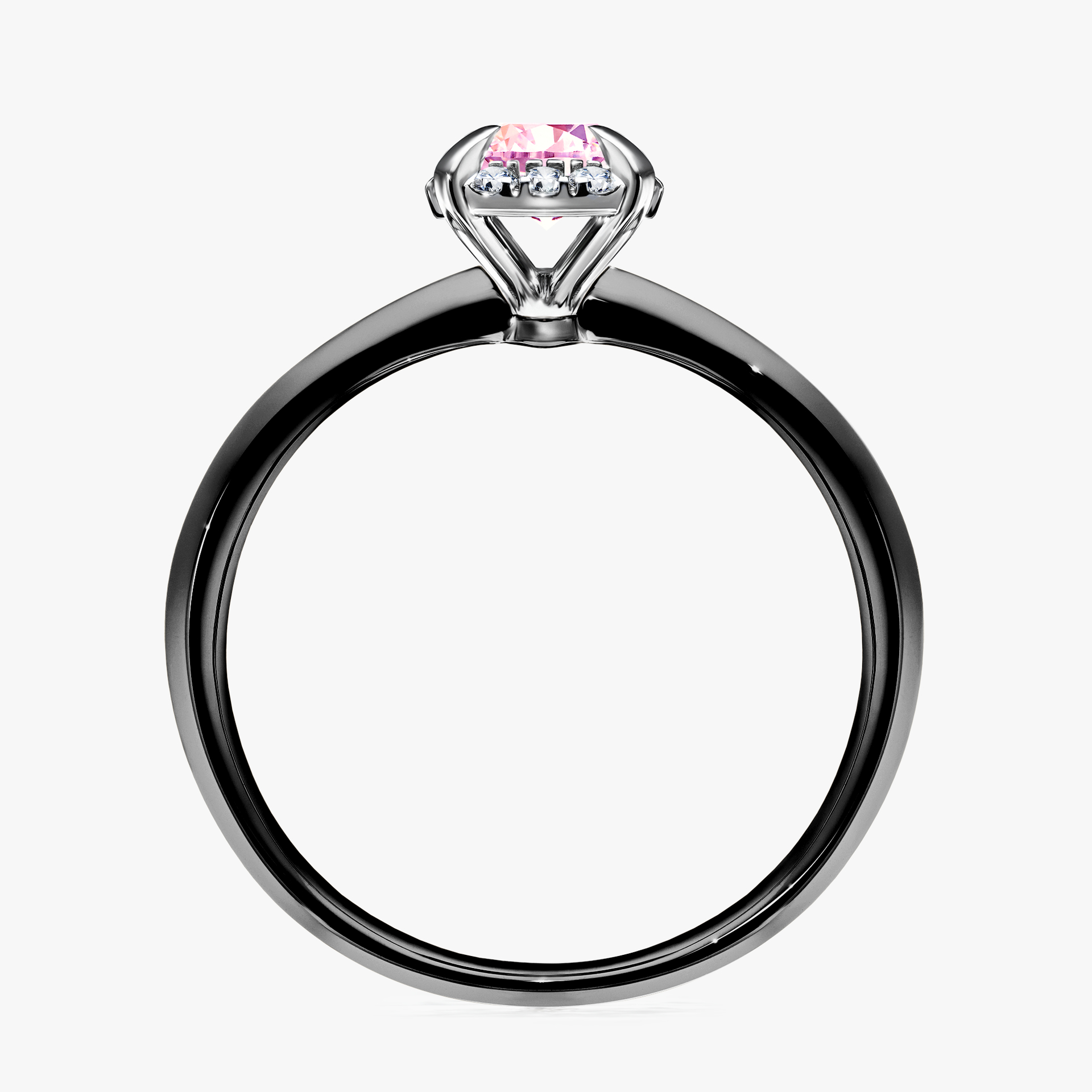 Pierścionek zaręczynowy My Beauty z czarnego złota z szafirem różowym 0,62ct