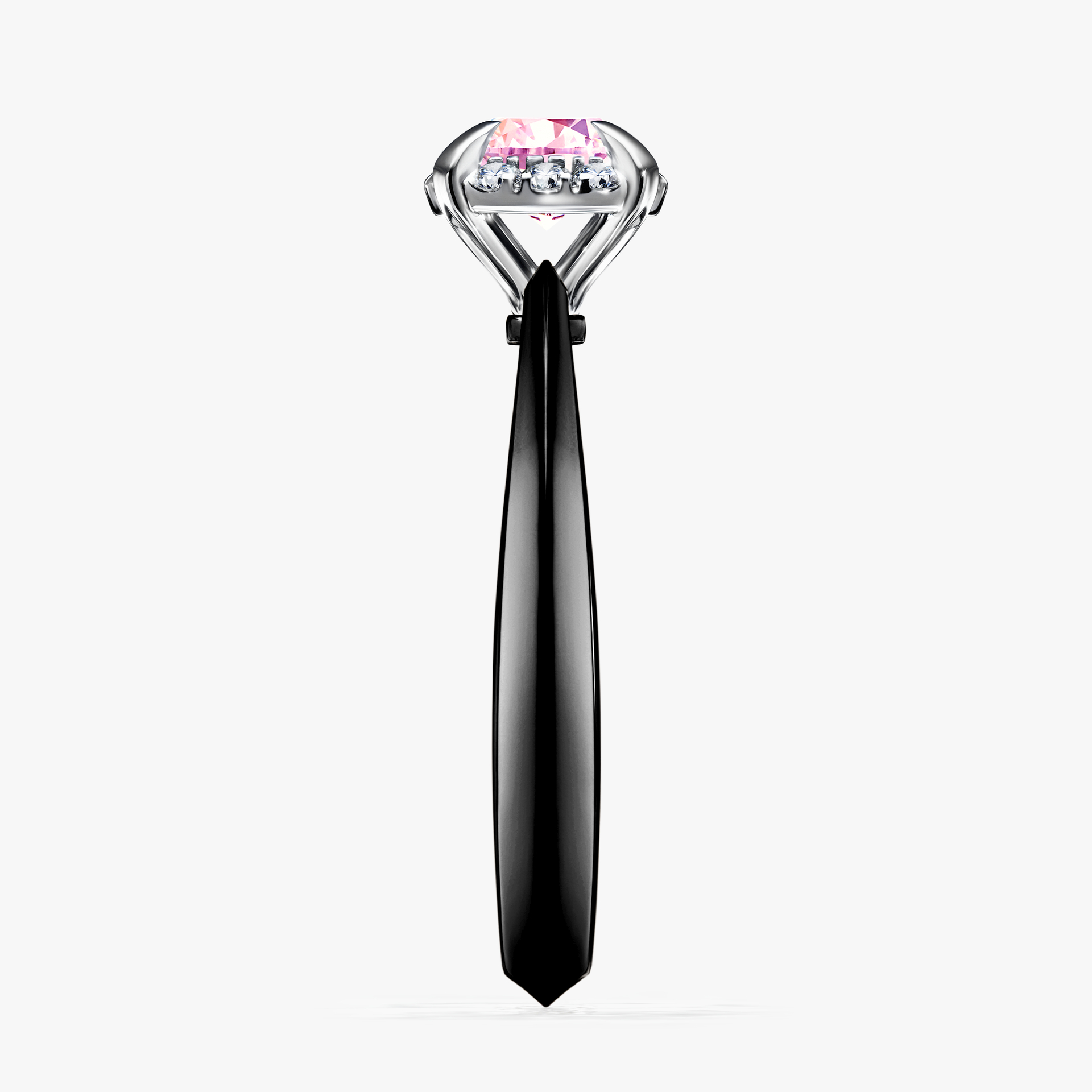 Pierścionek zaręczynowy My Beauty z czarnego złota z szafirem różowym 0,62ct