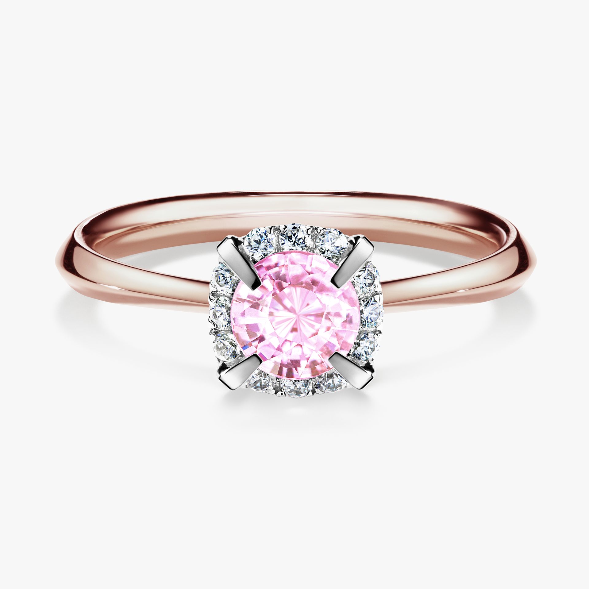 Pierścionek zaręczynowy My Beauty z różowego złota z szafirem różowym 0,62ct