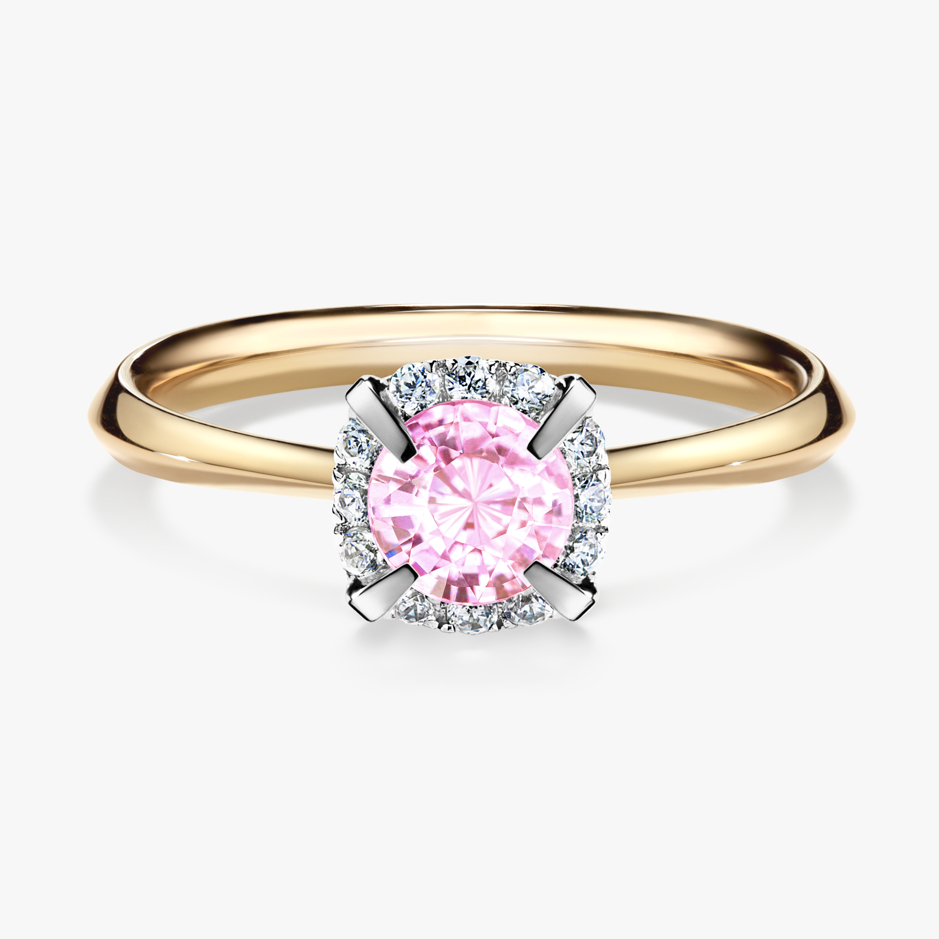 Pierścionek zaręczynowy My Beauty z żółtego złota z szafirem różowym 0,62ct