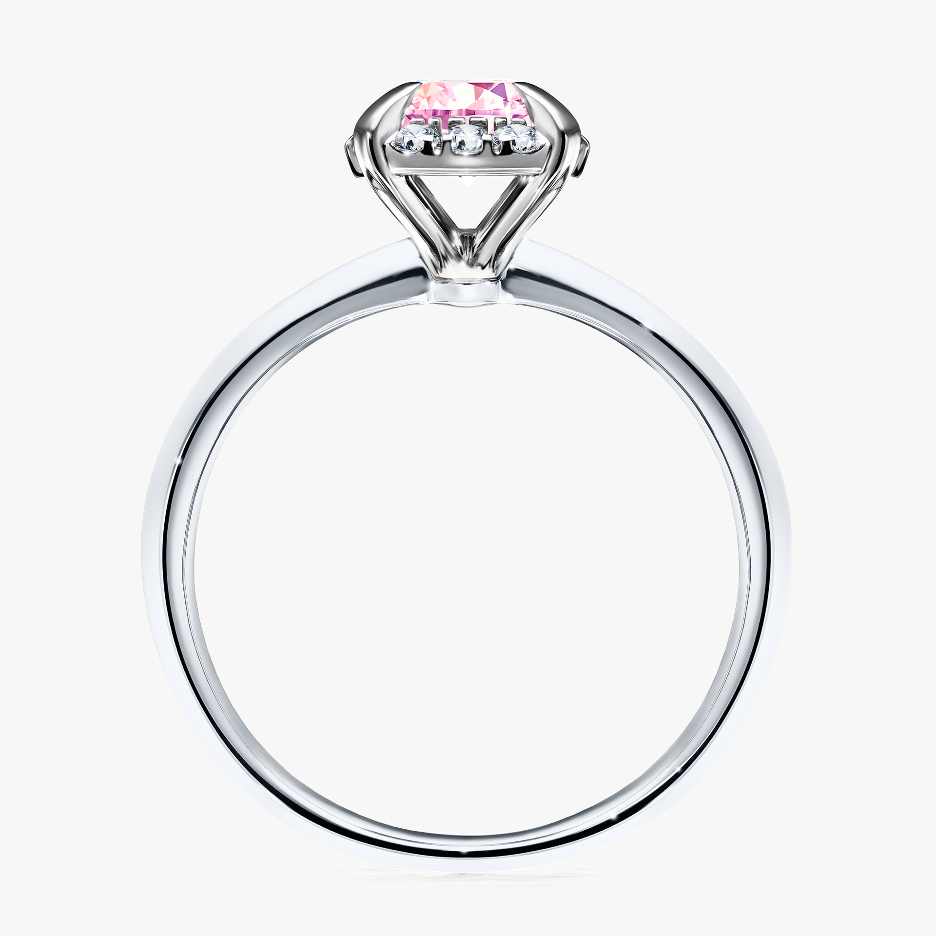Pierścionek zaręczynowy My Beauty z białego złota z szafirem różowym 0,98ct