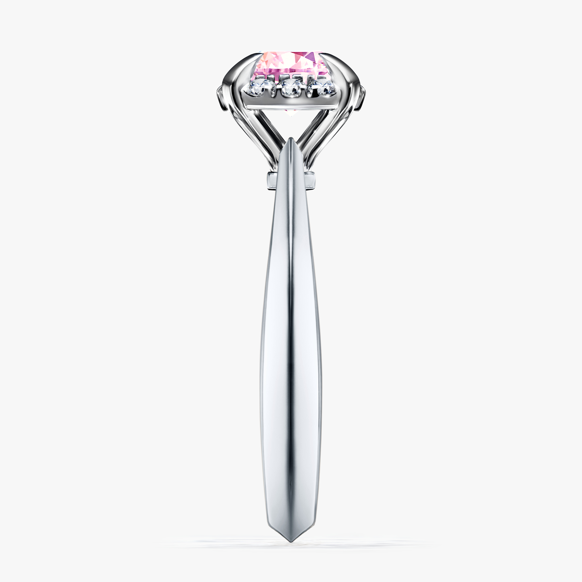 Pierścionek zaręczynowy My Beauty z białego złota z szafirem różowym 0,98ct