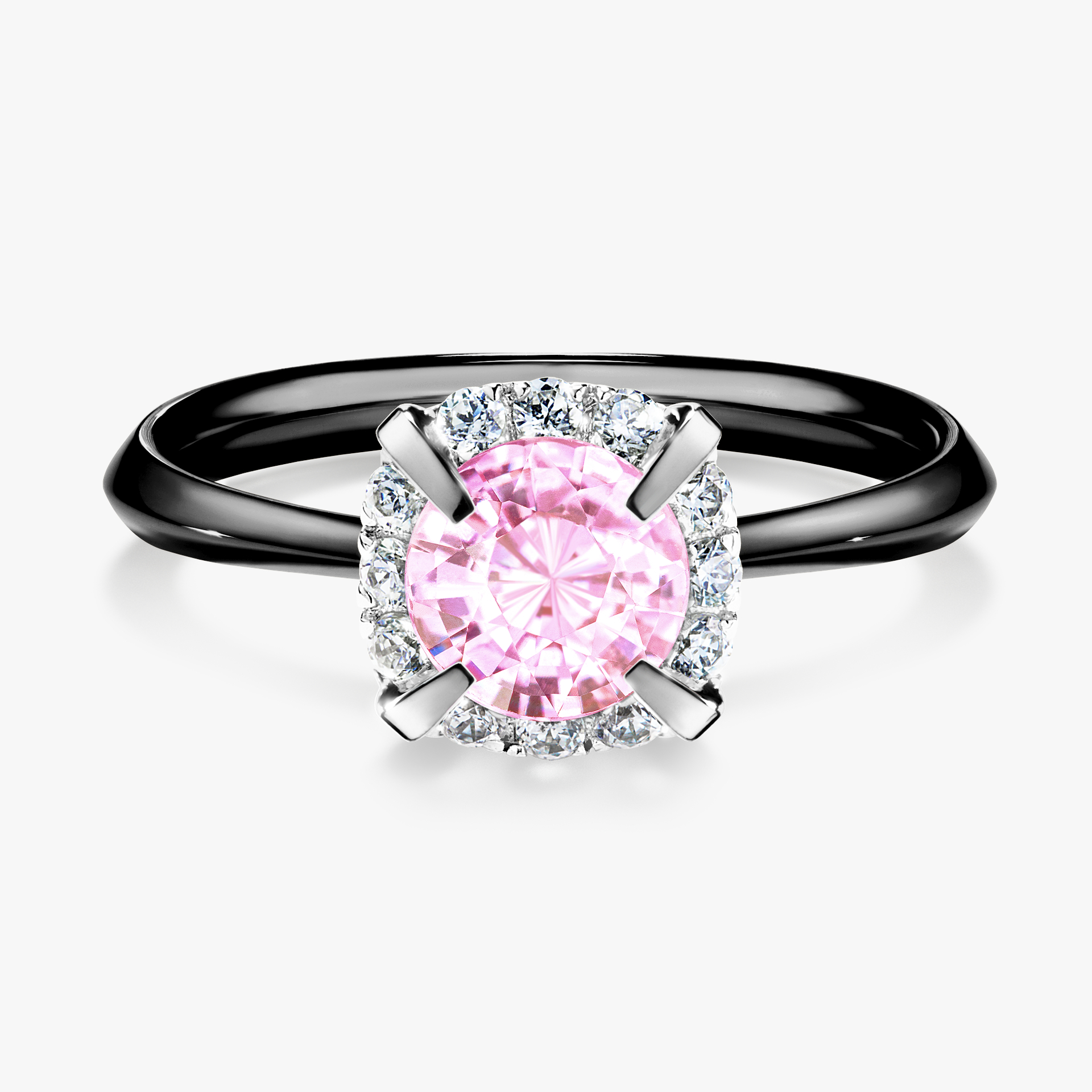 Pierścionek zaręczynowy My Beauty z czarnego złota z szafirem różowym 0,98ct
