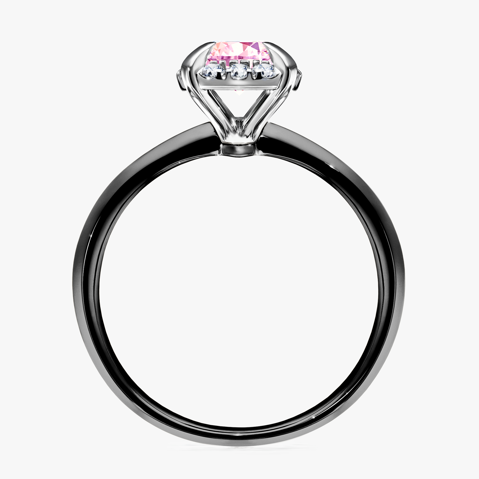 Pierścionek zaręczynowy My Beauty z czarnego złota z szafirem różowym 0,98ct