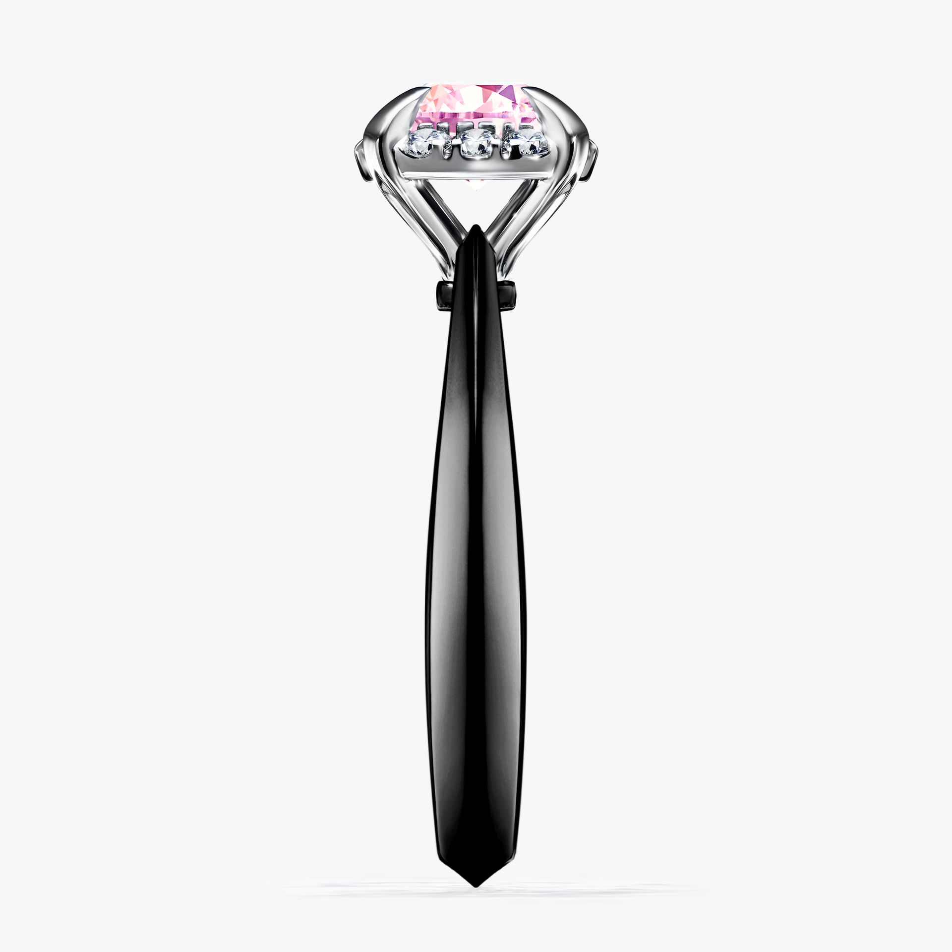 Pierścionek zaręczynowy My Beauty z czarnego złota z szafirem różowym 0,98ct