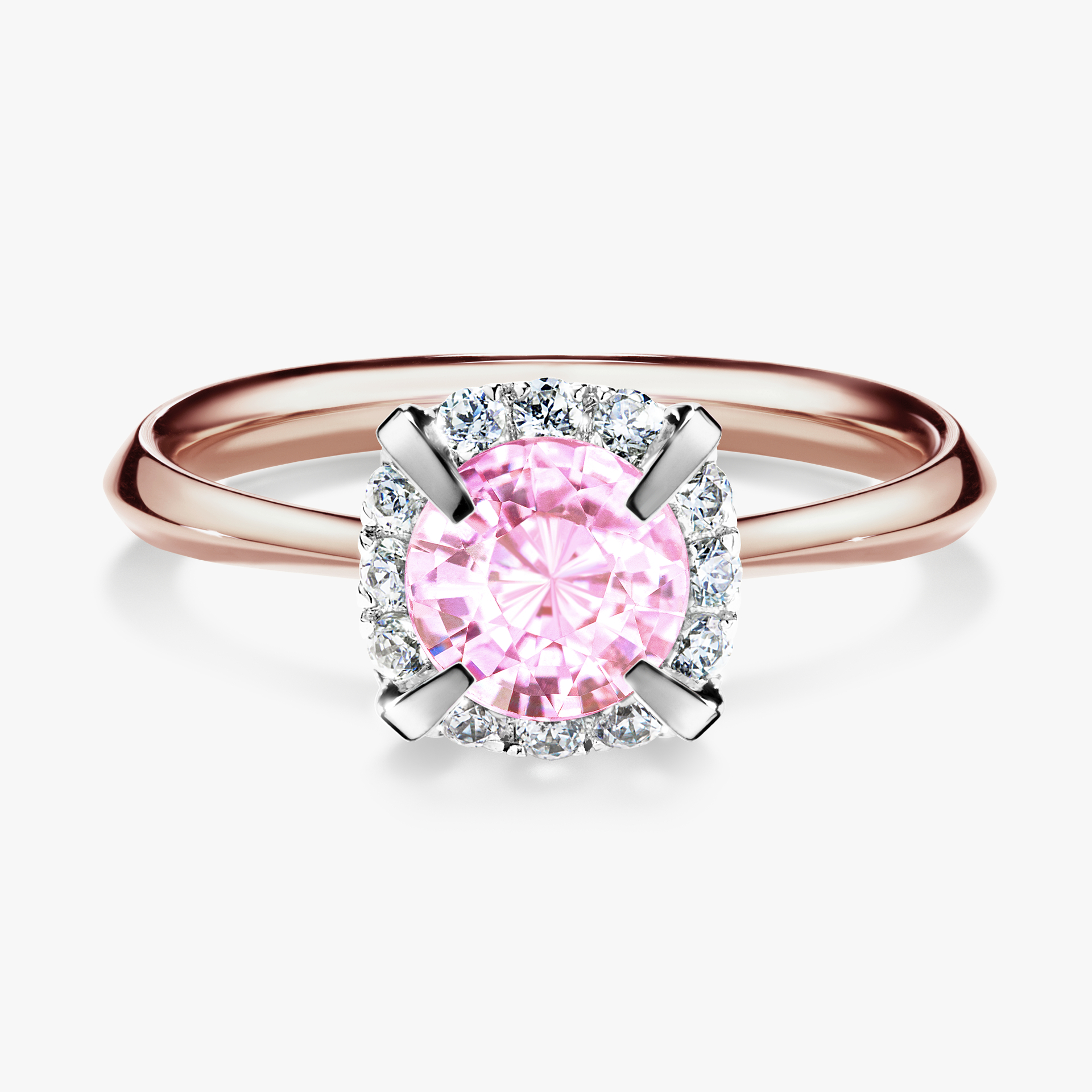 Pierścionek zaręczynowy My Beauty z różowego złota z szafirem różowym 0,98ct
