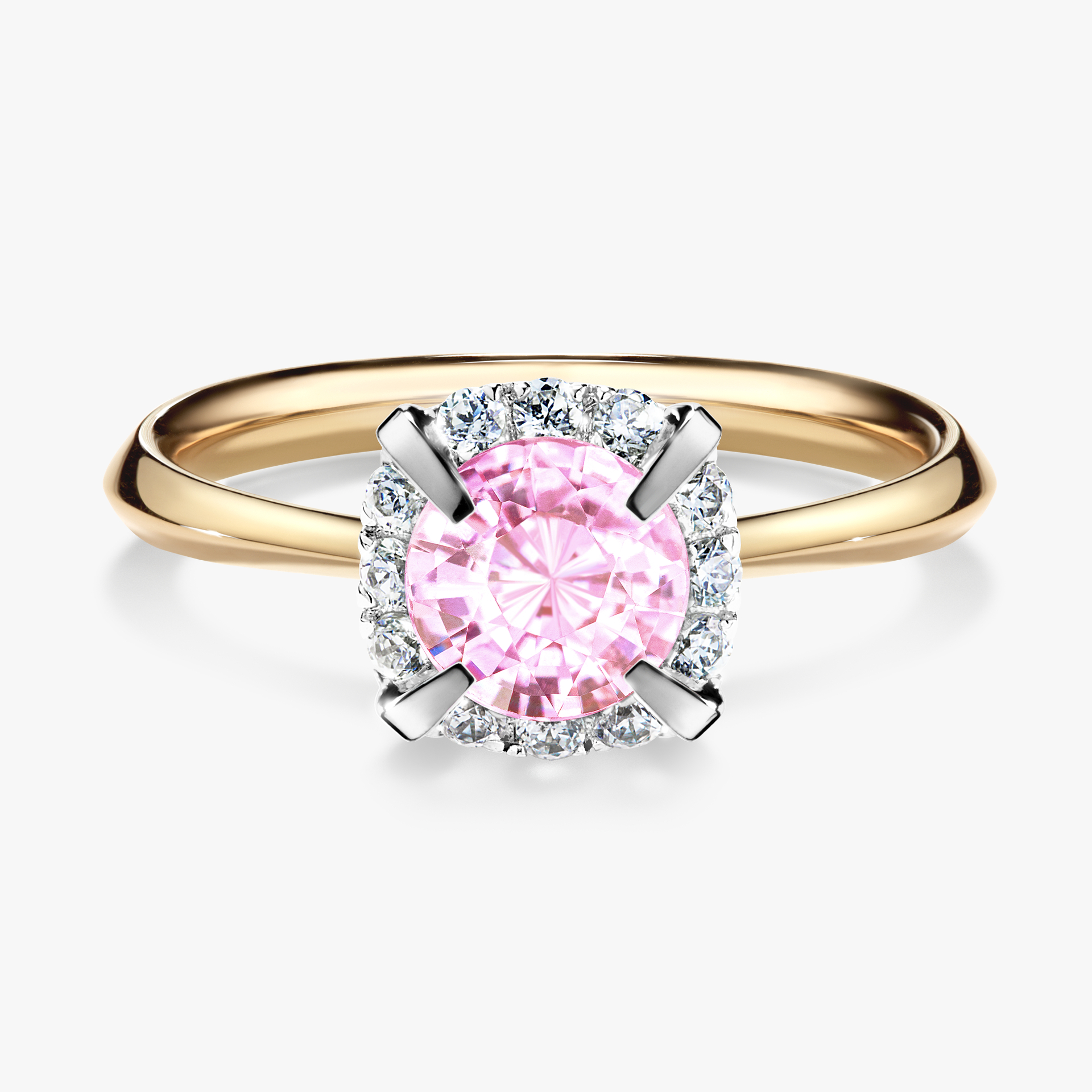 Pierścionek zaręczynowy My Beauty z żółtego złota z szafirem różowym 0,98ct