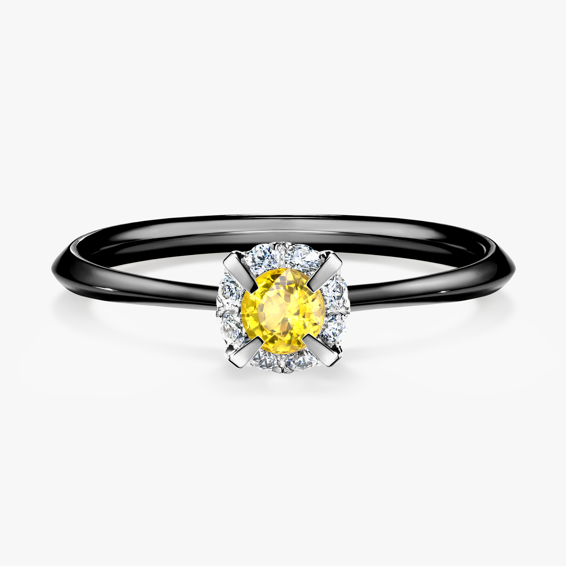 Pierścionek zaręczynowy My Beauty z czarnego złota z szafirem żółtym 0,14ct