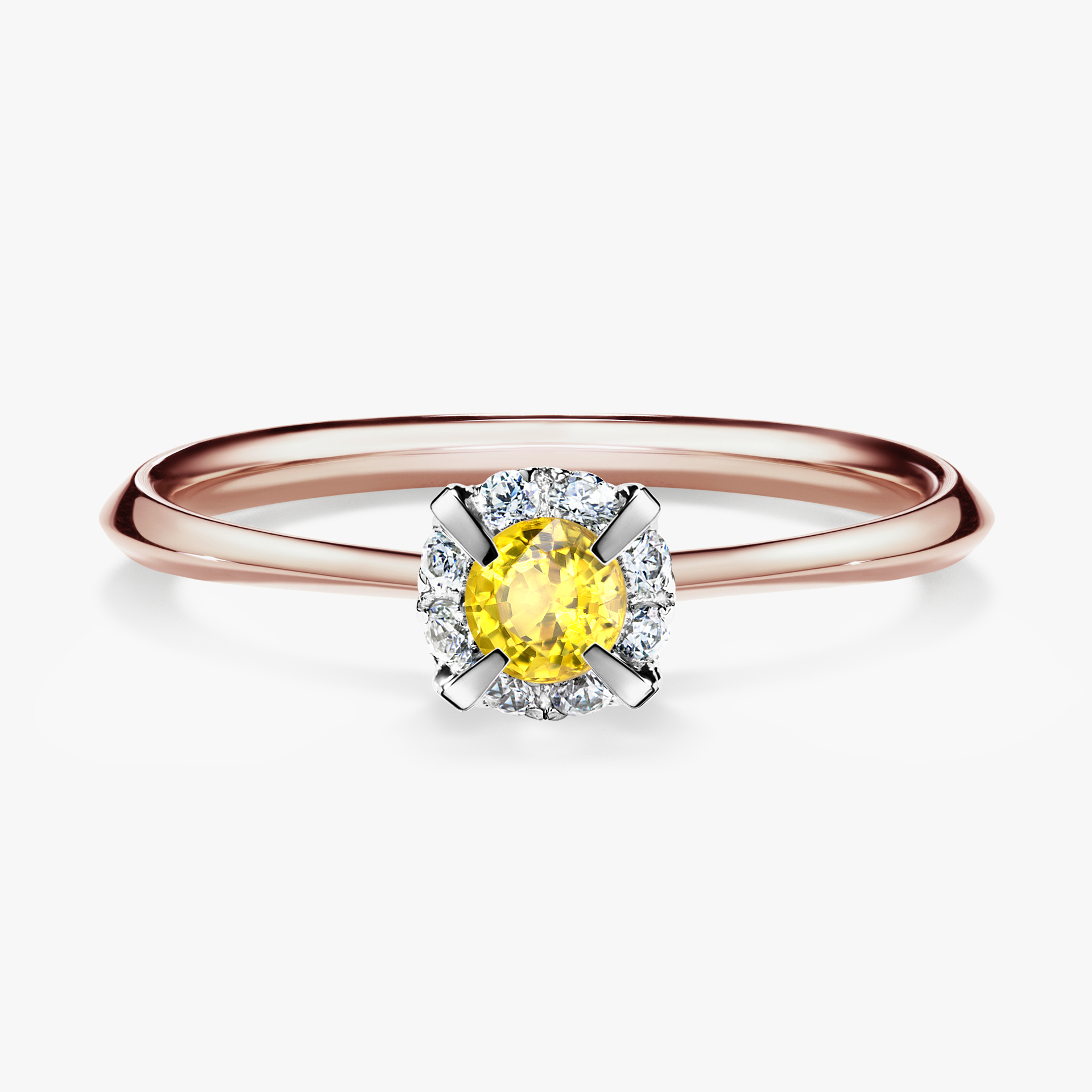 Pierścionek zaręczynowy My Beauty z różowego złota z szafirem żółtym 0,14ct