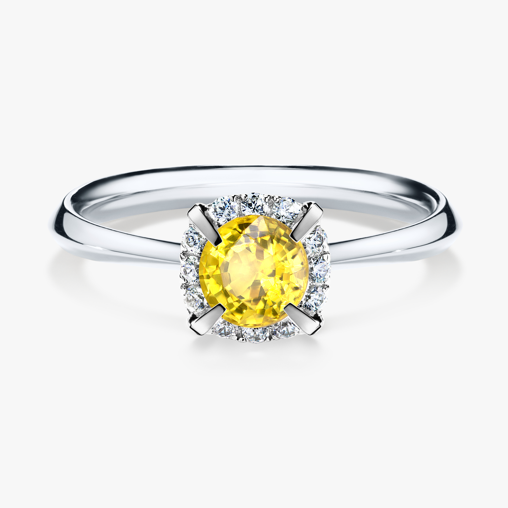 Pierścionek zaręczynowy My Beauty z białego złota z szafirem żółtym 0,62ct