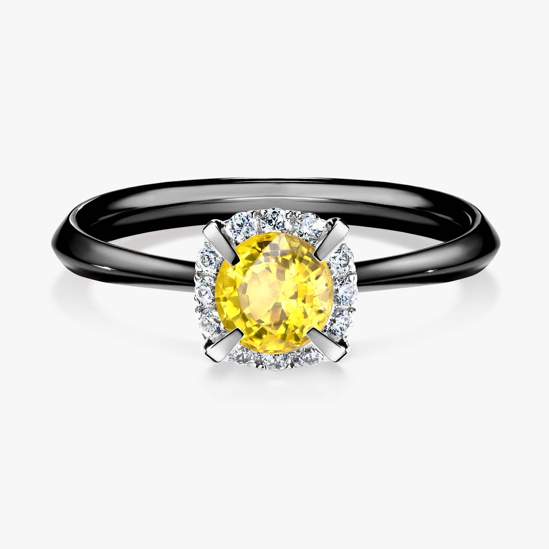 Pierścionek zaręczynowy My Beauty z czarnego złota z szafirem żółtym 0,62ct
