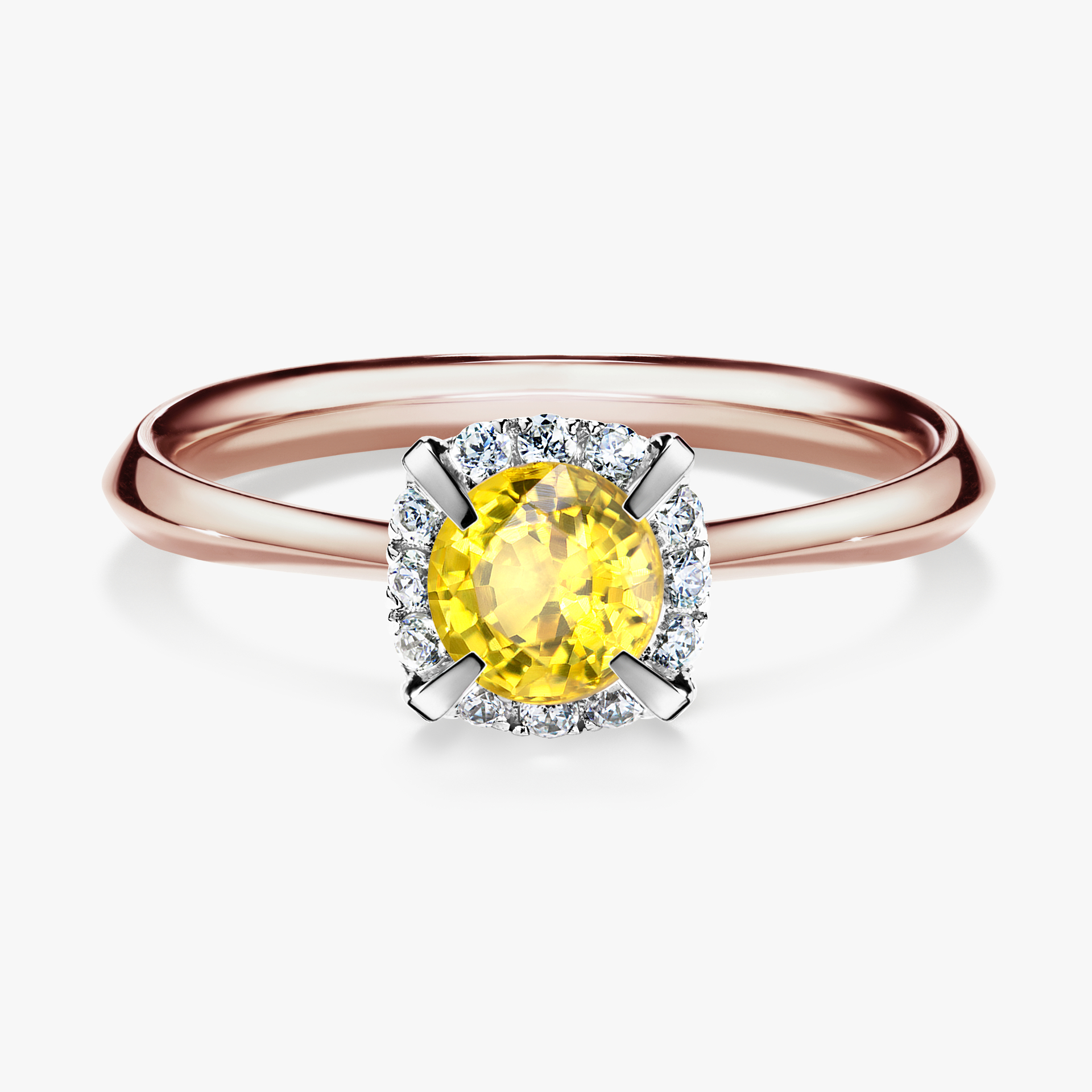 Pierścionek zaręczynowy My Beauty z różowego złota z szafirem żółtym 0,62ct