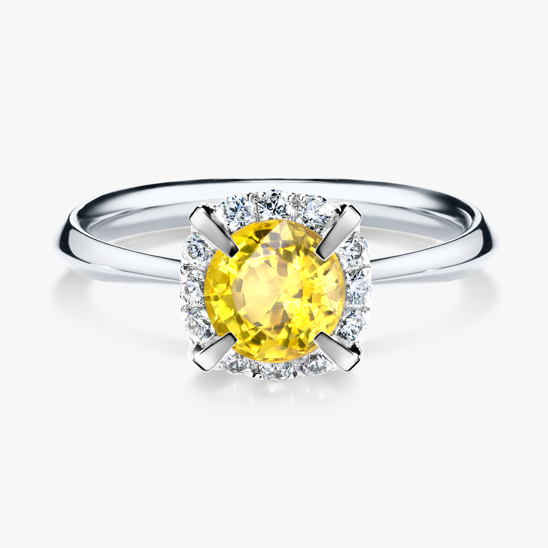 Pierścionek zaręczynowy My Beauty z białego złota z szafirem żółtym 0,98ct