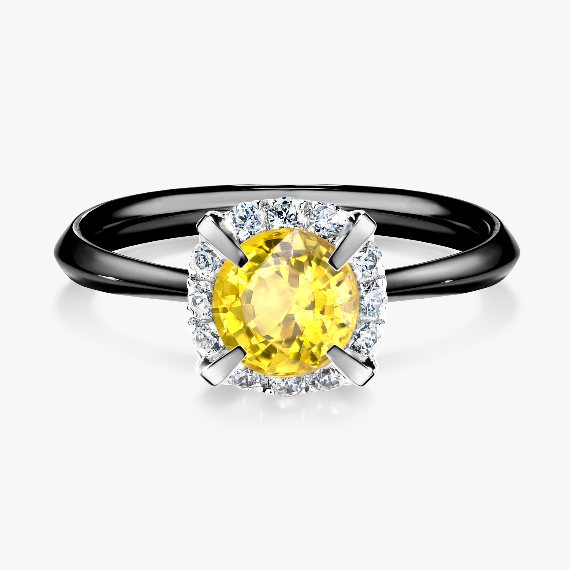 Pierścionek zaręczynowy My Beauty z czarnego złota z szafirem żółtym 0,98ct