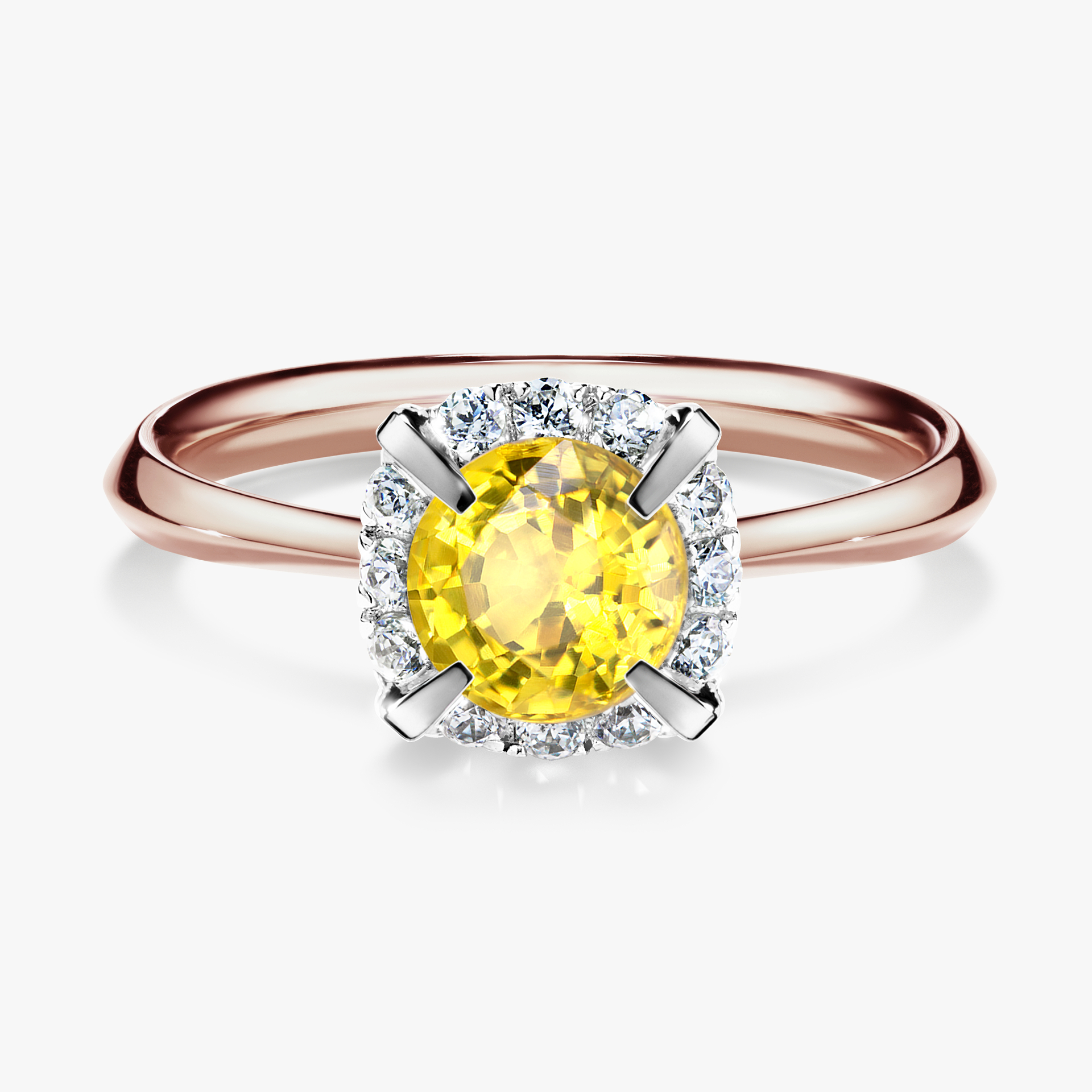 Pierścionek zaręczynowy My Beauty z różowego złota z szafirem żółtym 0,98ct