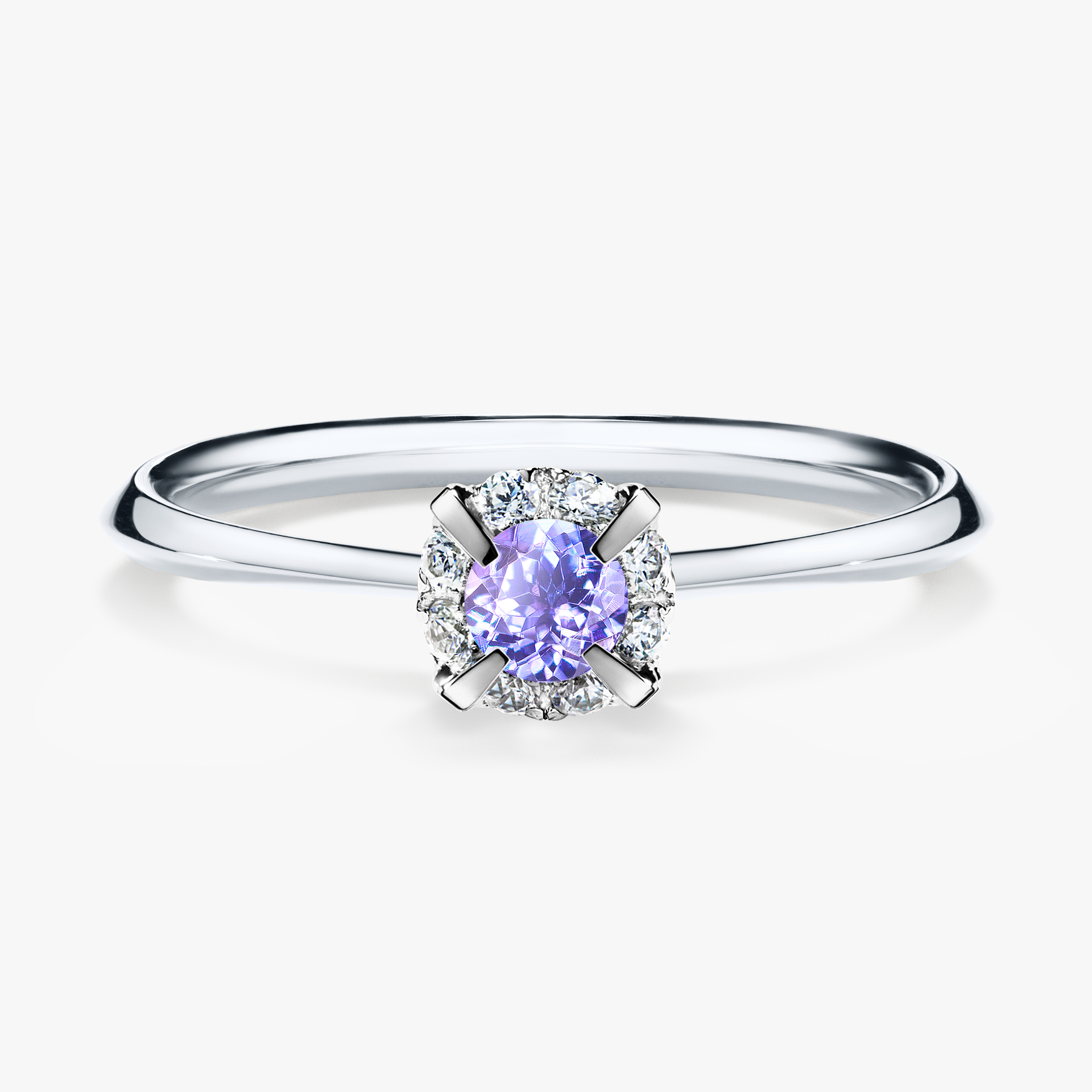 Pierścionek zaręczynowy My Beauty z białego złota z tanzanitem 0,14ct